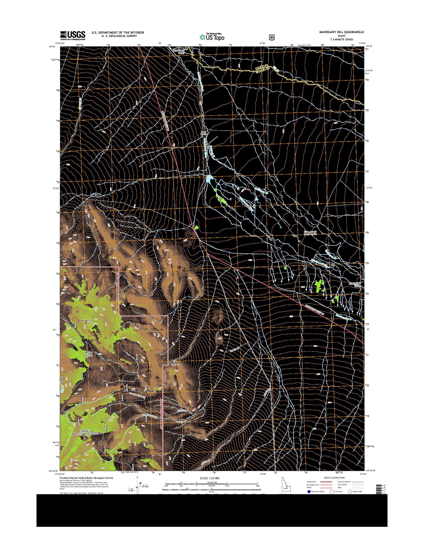 USGS US TOPO 7.5-MINUTE MAP FOR MAHOGANY HILL, ID 2013