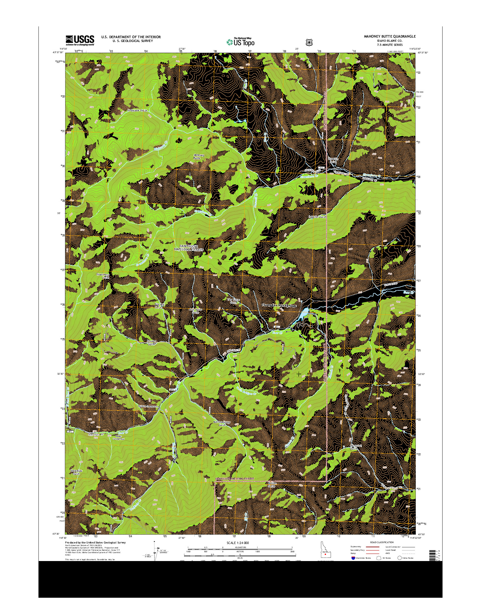 USGS US TOPO 7.5-MINUTE MAP FOR MAHONEY BUTTE, ID 2013