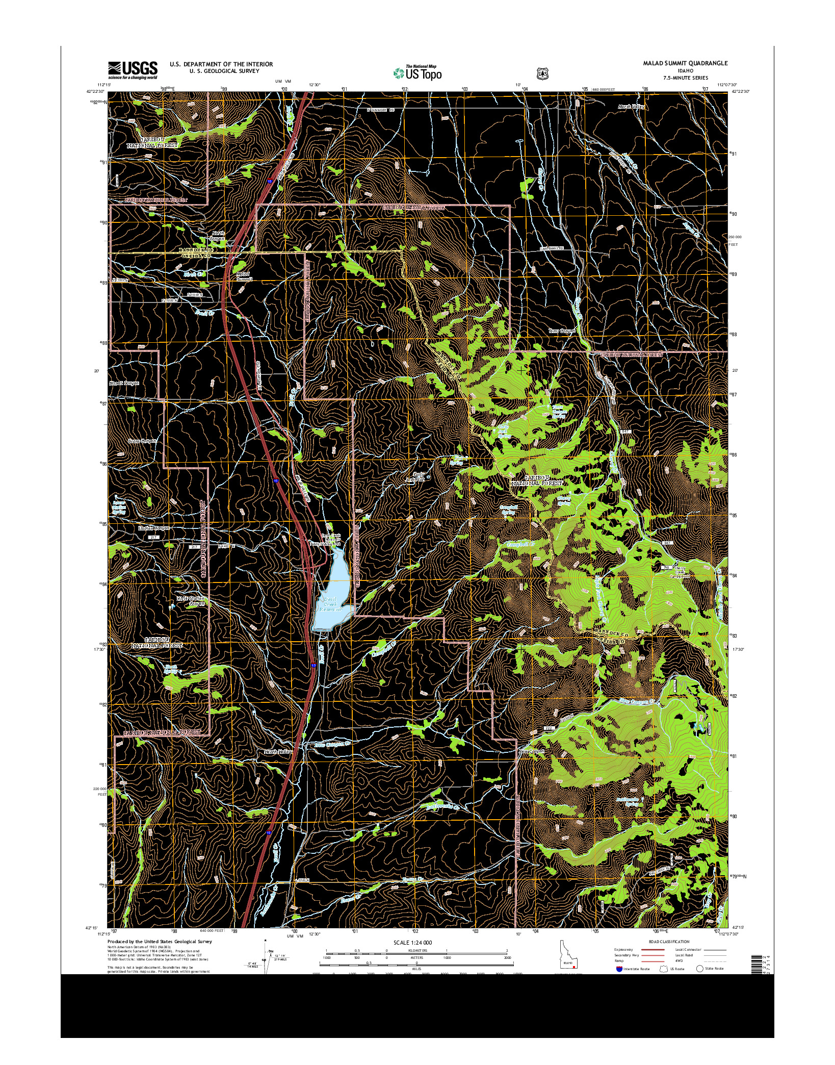 USGS US TOPO 7.5-MINUTE MAP FOR MALAD SUMMIT, ID 2013