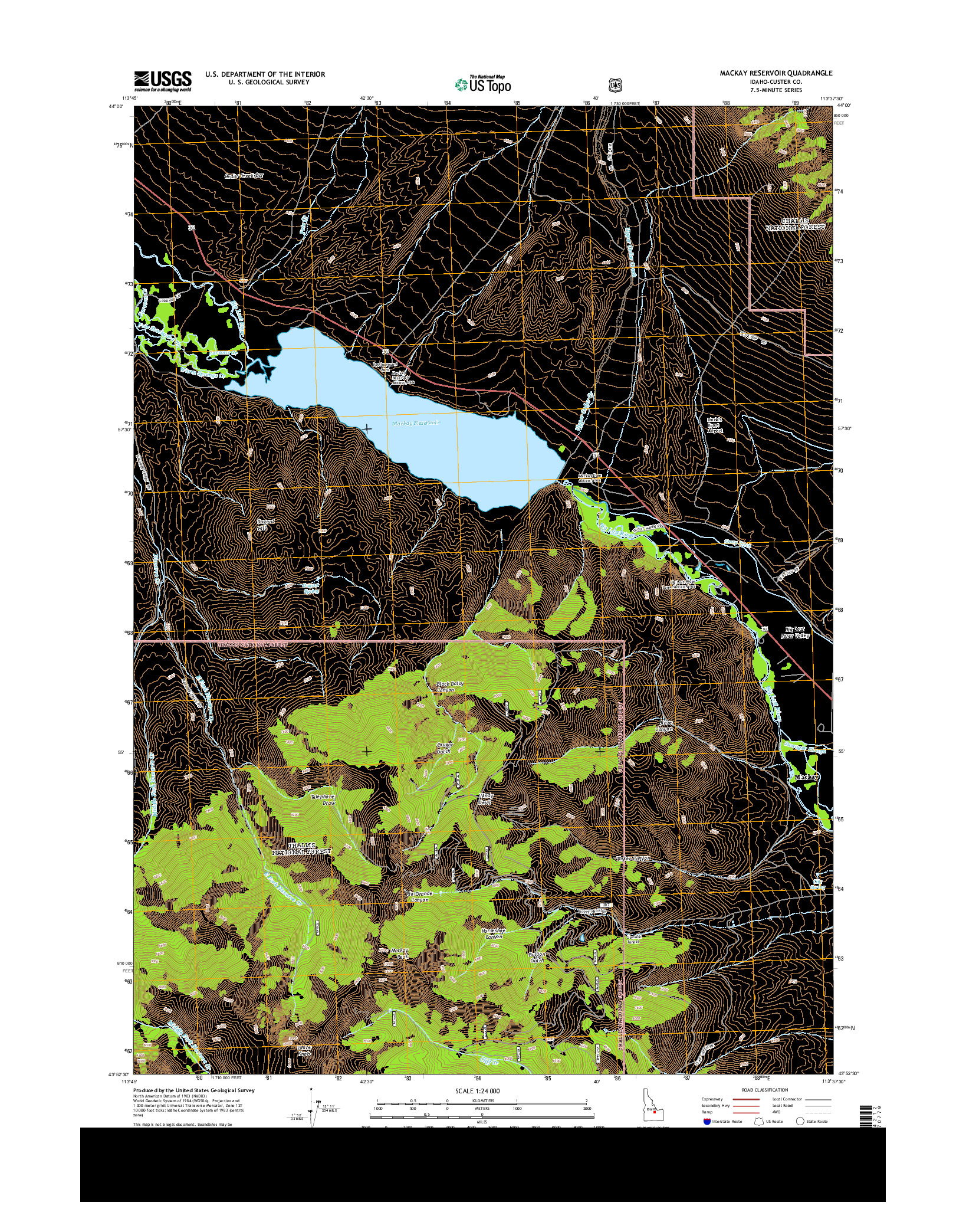 USGS US TOPO 7.5-MINUTE MAP FOR MACKAY RESERVOIR, ID 2013