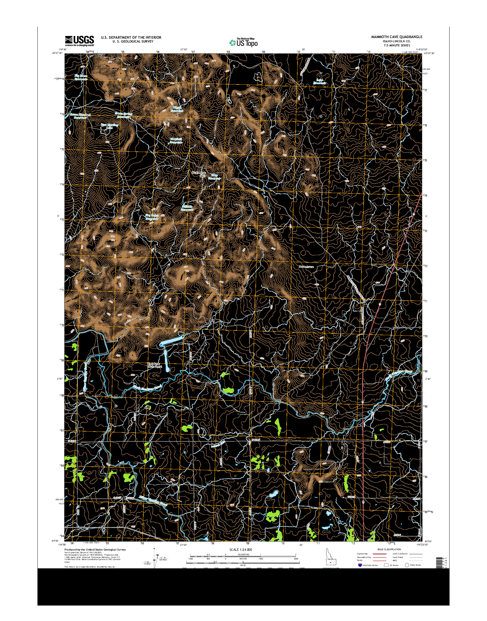 USGS US TOPO 7.5-MINUTE MAP FOR MAMMOTH CAVE, ID 2013