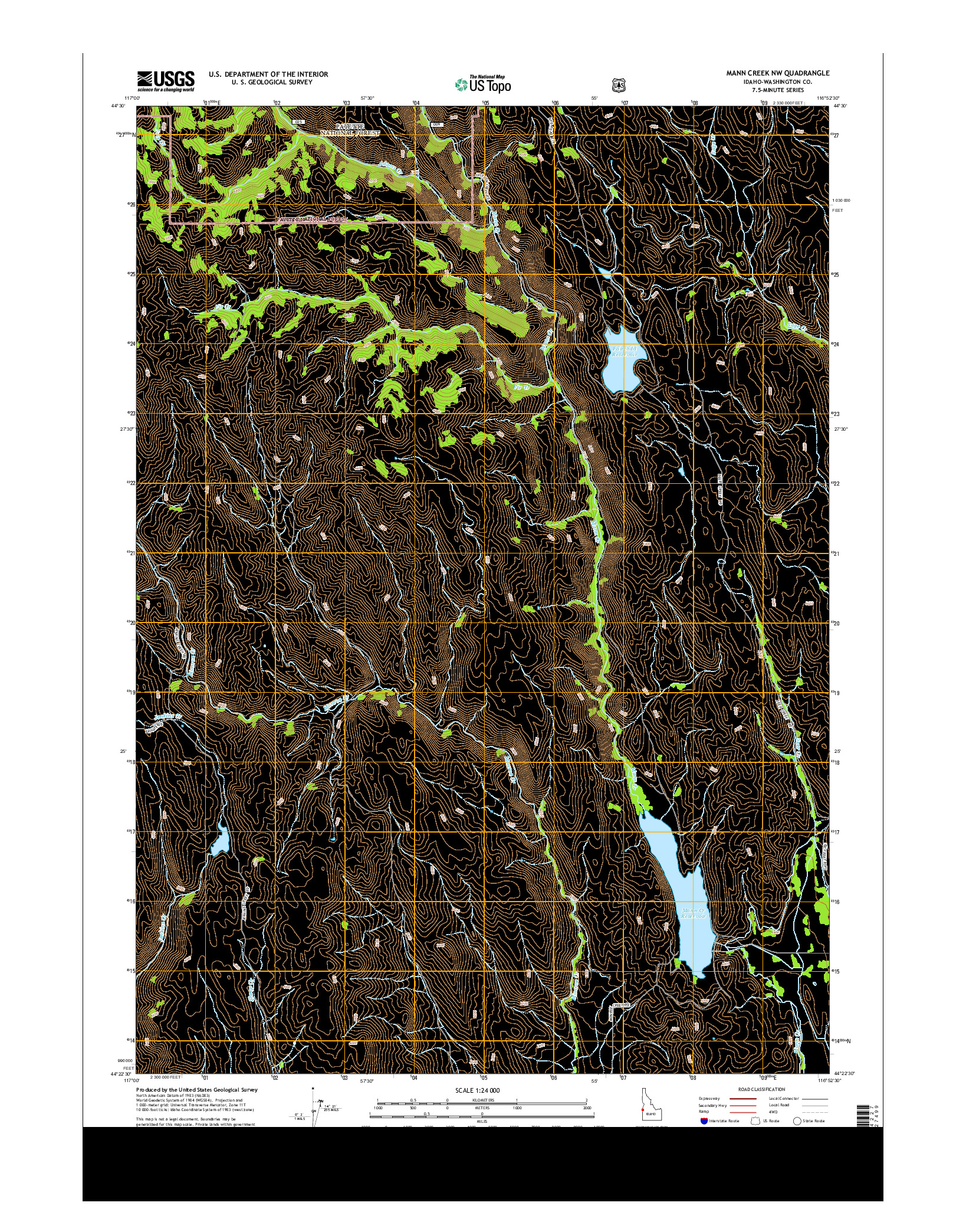 USGS US TOPO 7.5-MINUTE MAP FOR MANN CREEK NW, ID 2013