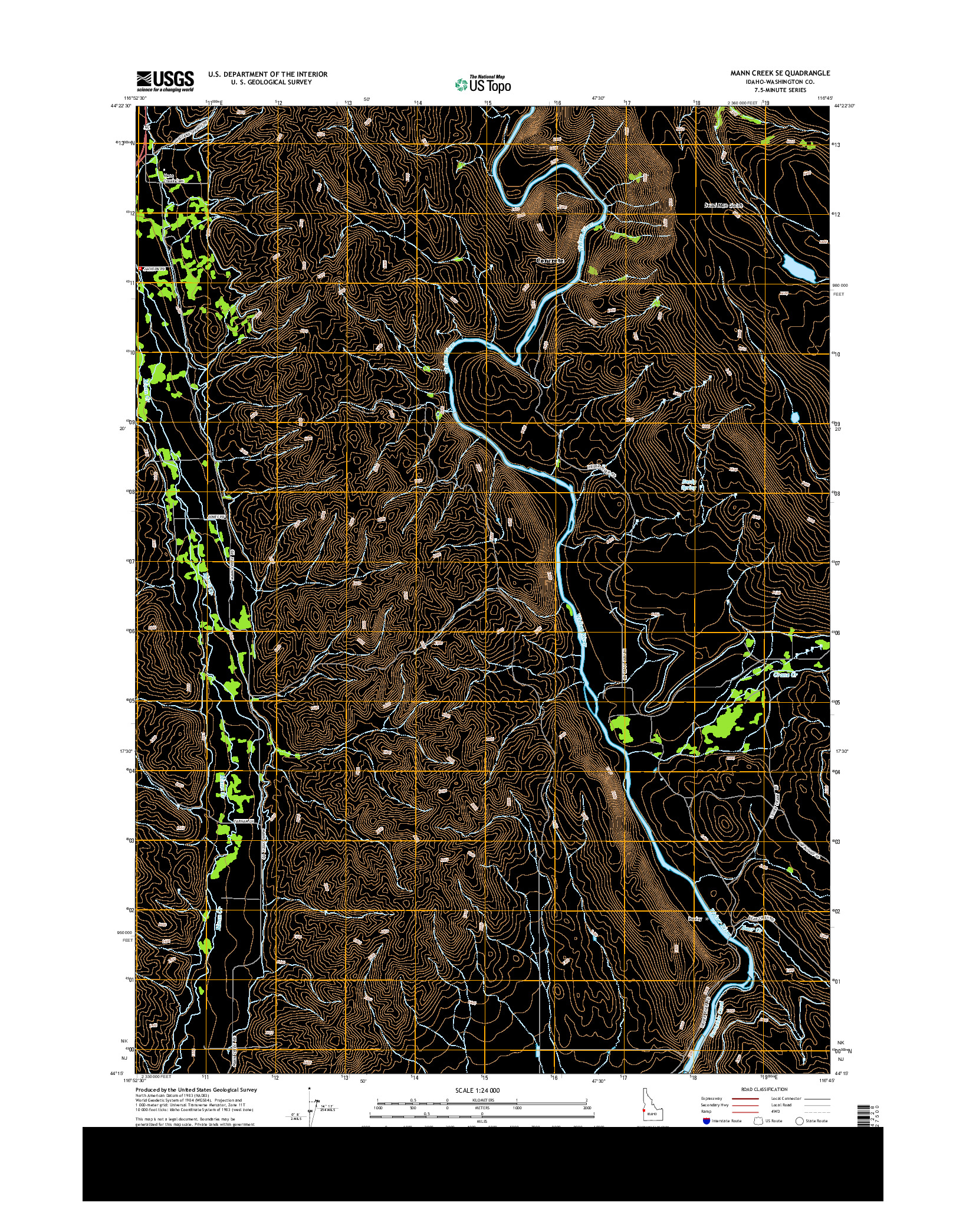 USGS US TOPO 7.5-MINUTE MAP FOR MANN CREEK SE, ID 2013