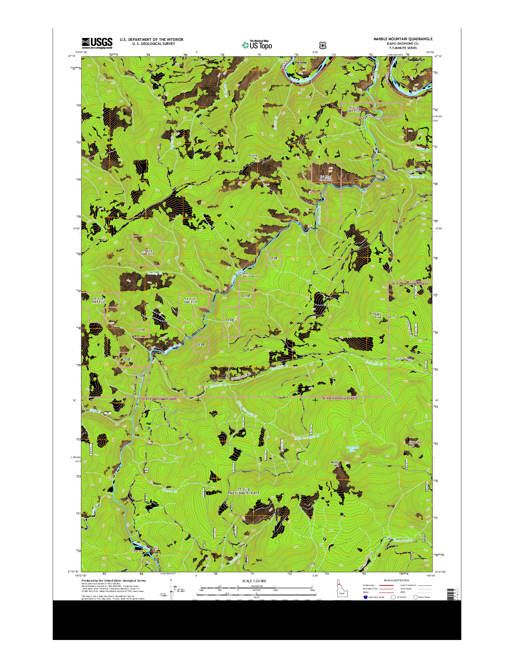 USGS US TOPO 7.5-MINUTE MAP FOR MARBLE MOUNTAIN, ID 2013