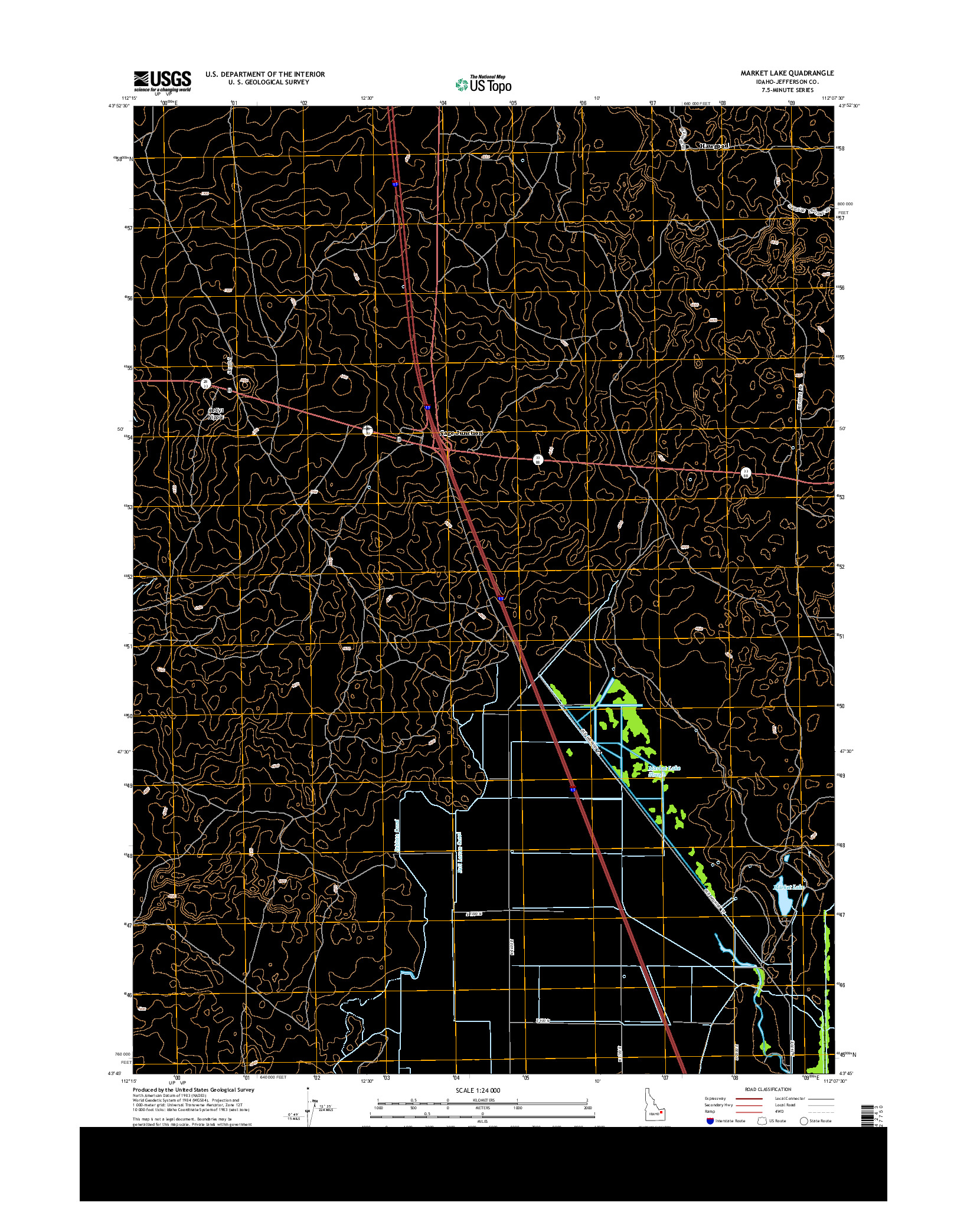 USGS US TOPO 7.5-MINUTE MAP FOR MARKET LAKE, ID 2013