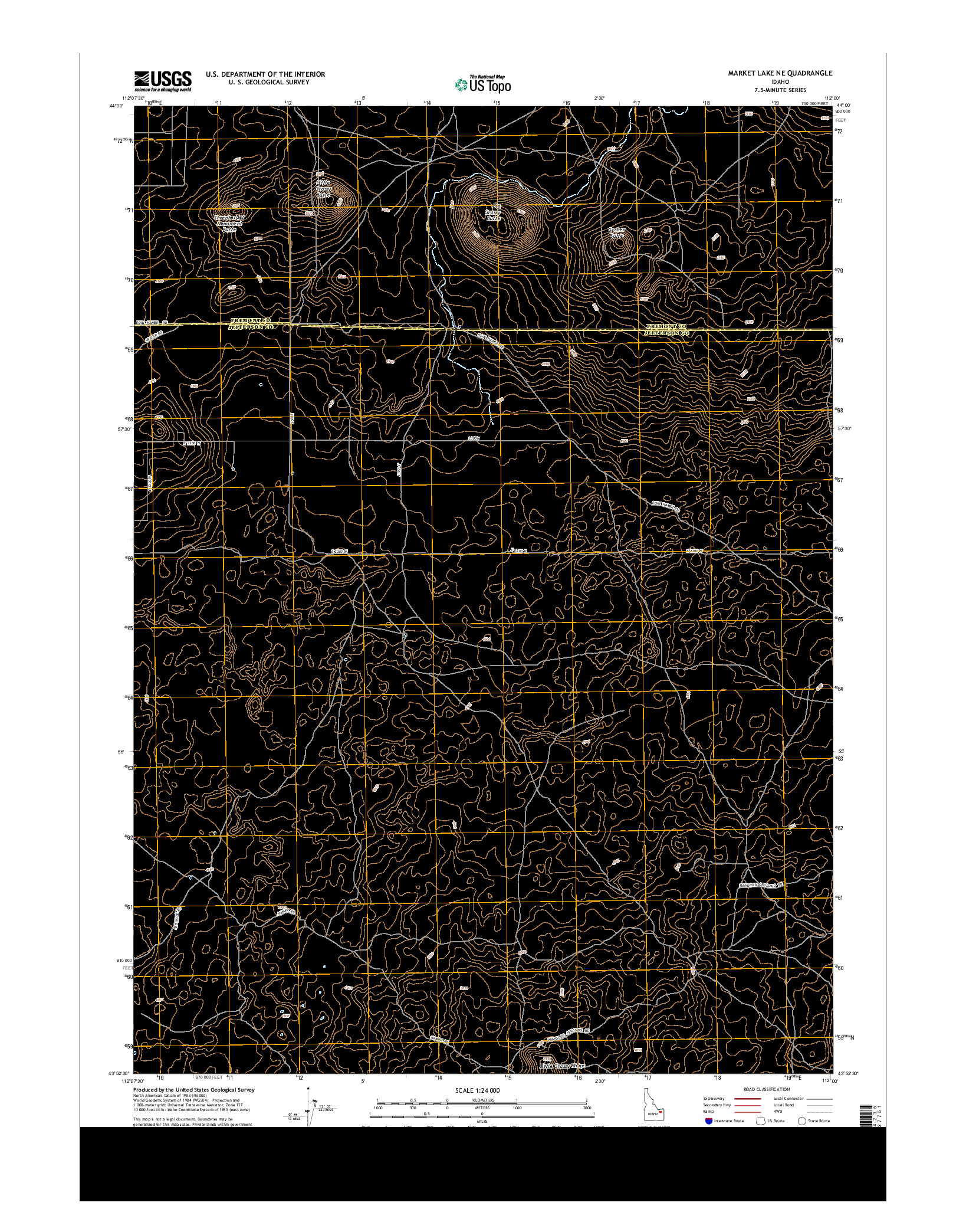 USGS US TOPO 7.5-MINUTE MAP FOR MARKET LAKE NE, ID 2013