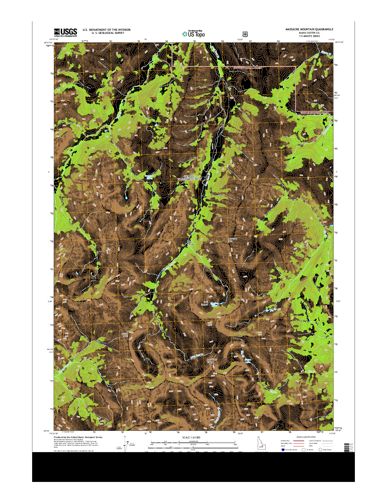 USGS US TOPO 7.5-MINUTE MAP FOR MASSACRE MOUNTAIN, ID 2013