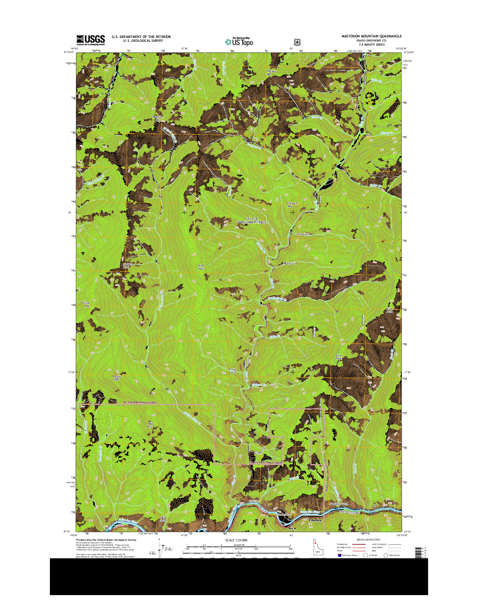 USGS US TOPO 7.5-MINUTE MAP FOR MASTODON MOUNTAIN, ID 2013