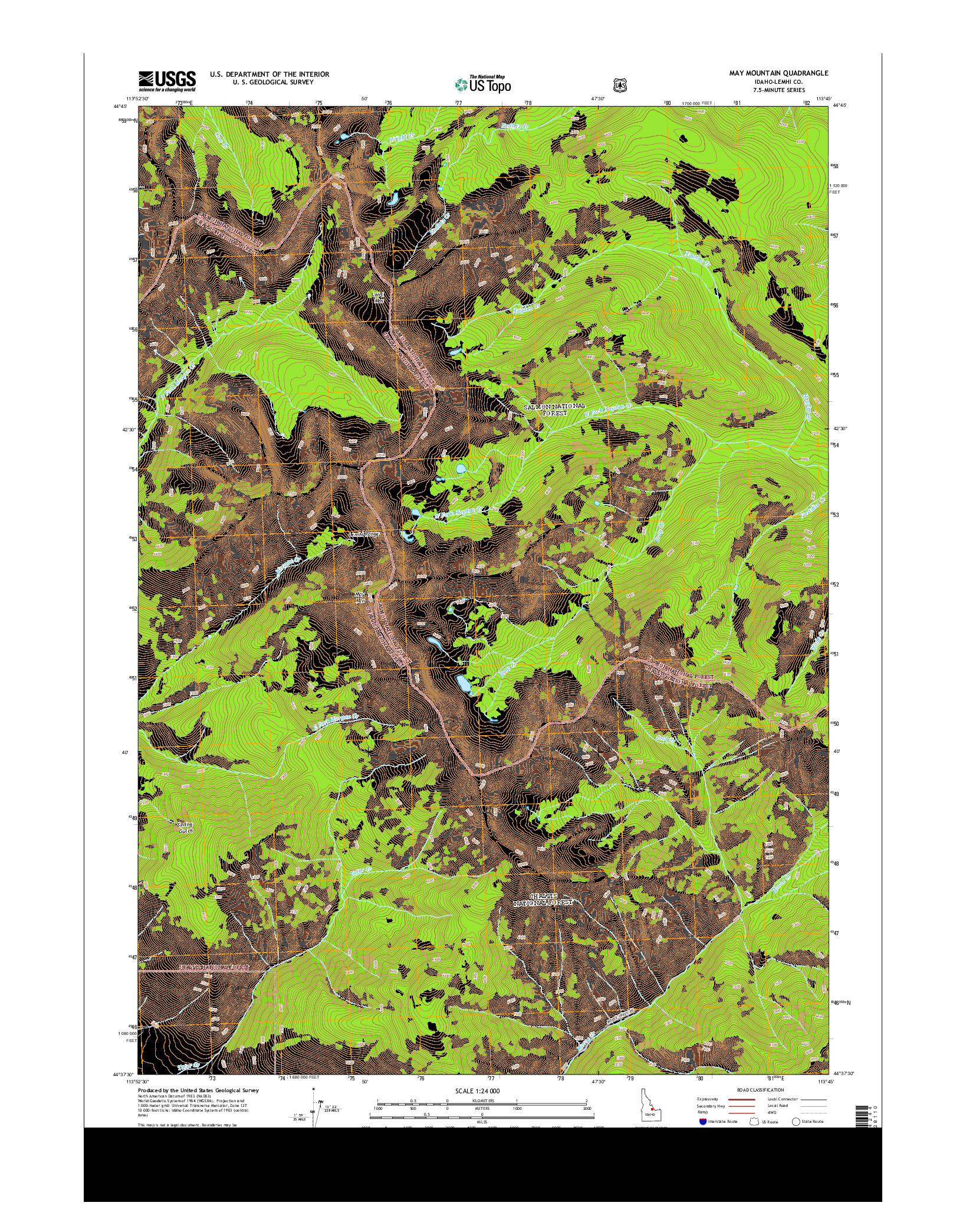 USGS US TOPO 7.5-MINUTE MAP FOR MAY MOUNTAIN, ID 2013