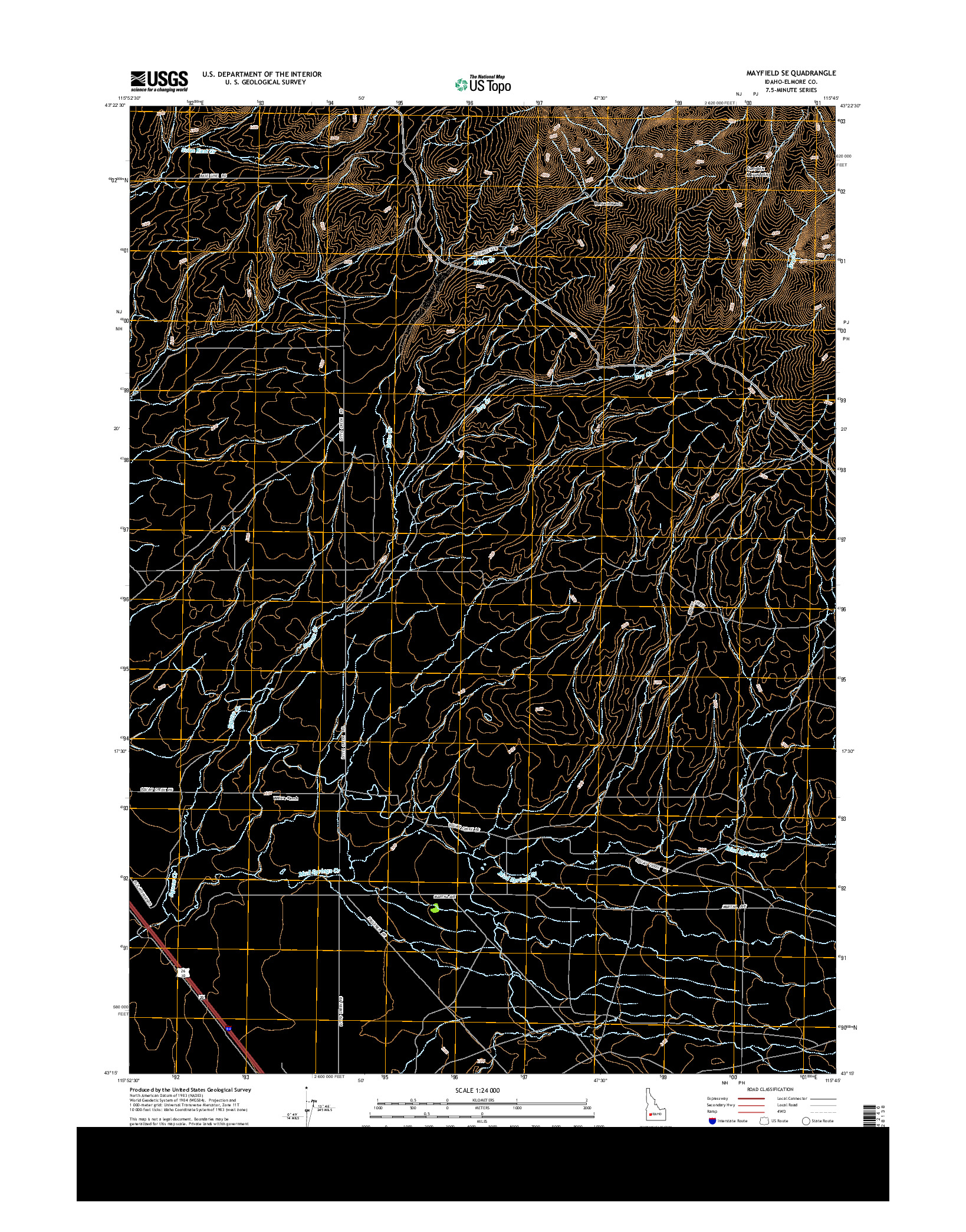 USGS US TOPO 7.5-MINUTE MAP FOR MAYFIELD SE, ID 2013