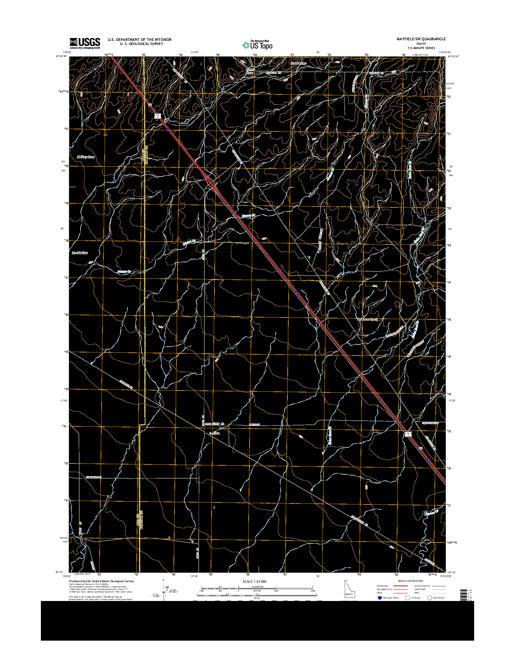 USGS US TOPO 7.5-MINUTE MAP FOR MAYFIELD SW, ID 2013
