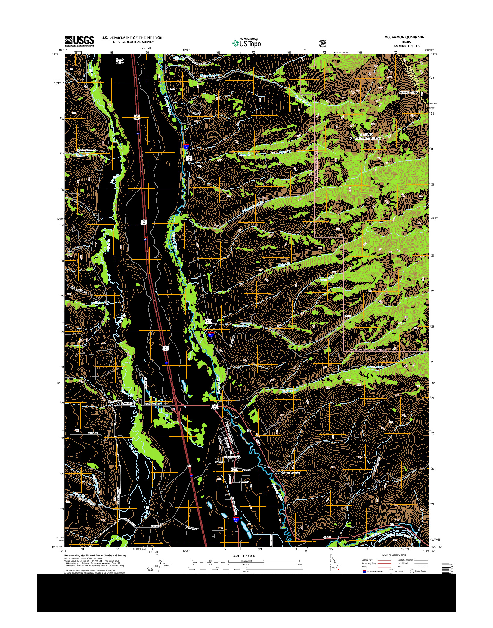 USGS US TOPO 7.5-MINUTE MAP FOR MCCAMMON, ID 2013