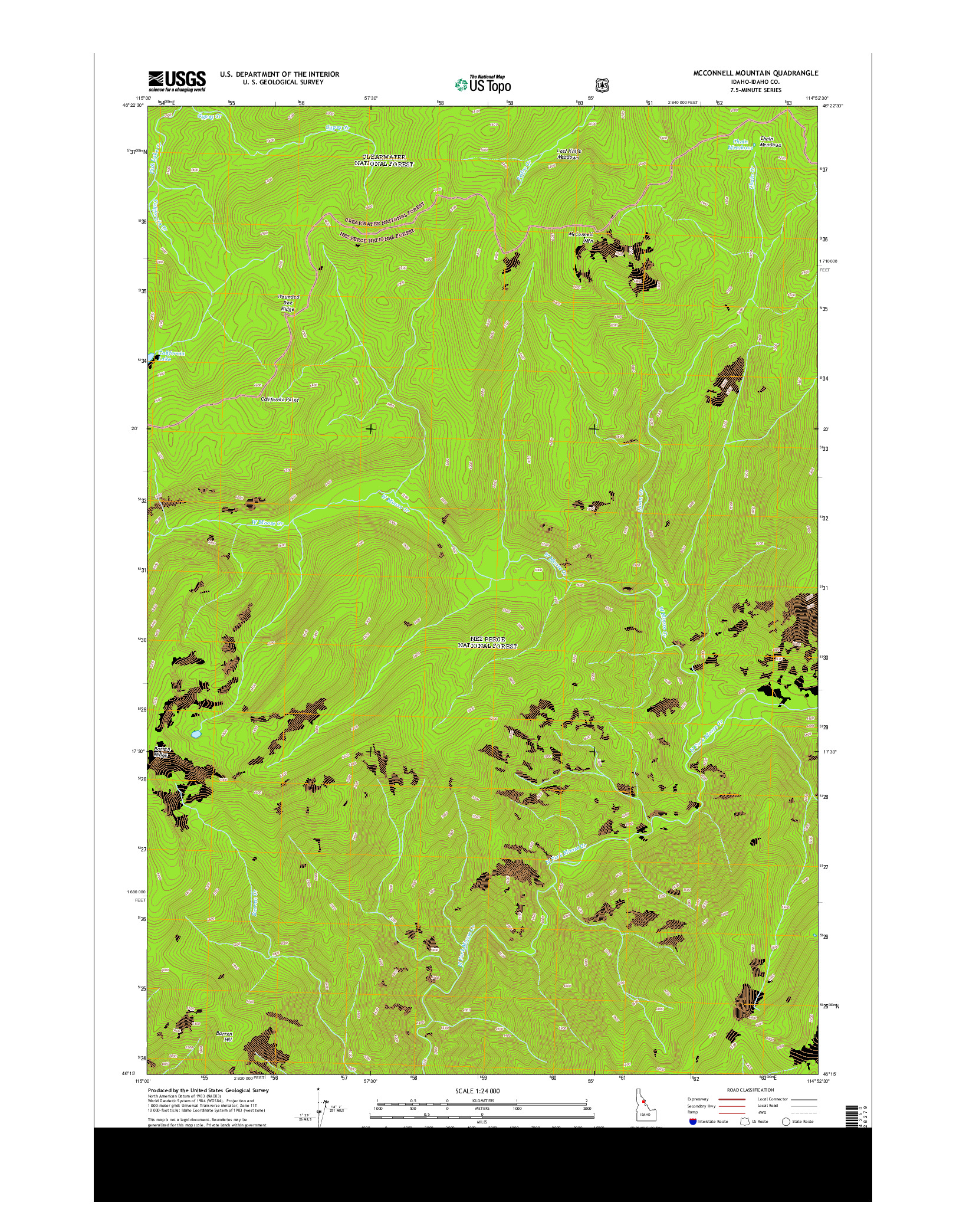 USGS US TOPO 7.5-MINUTE MAP FOR MCCONNELL MOUNTAIN, ID 2013