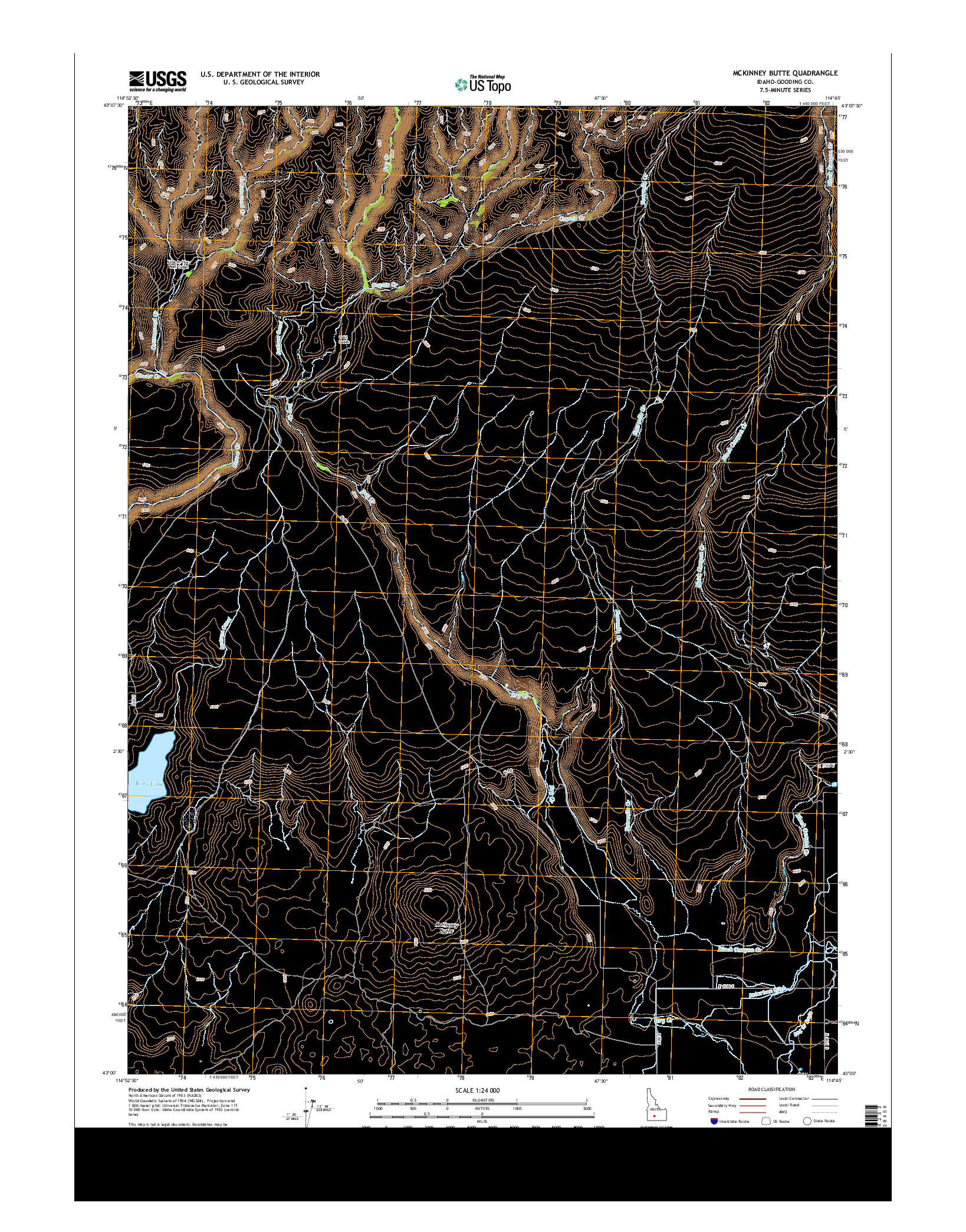 USGS US TOPO 7.5-MINUTE MAP FOR MCKINNEY BUTTE, ID 2013