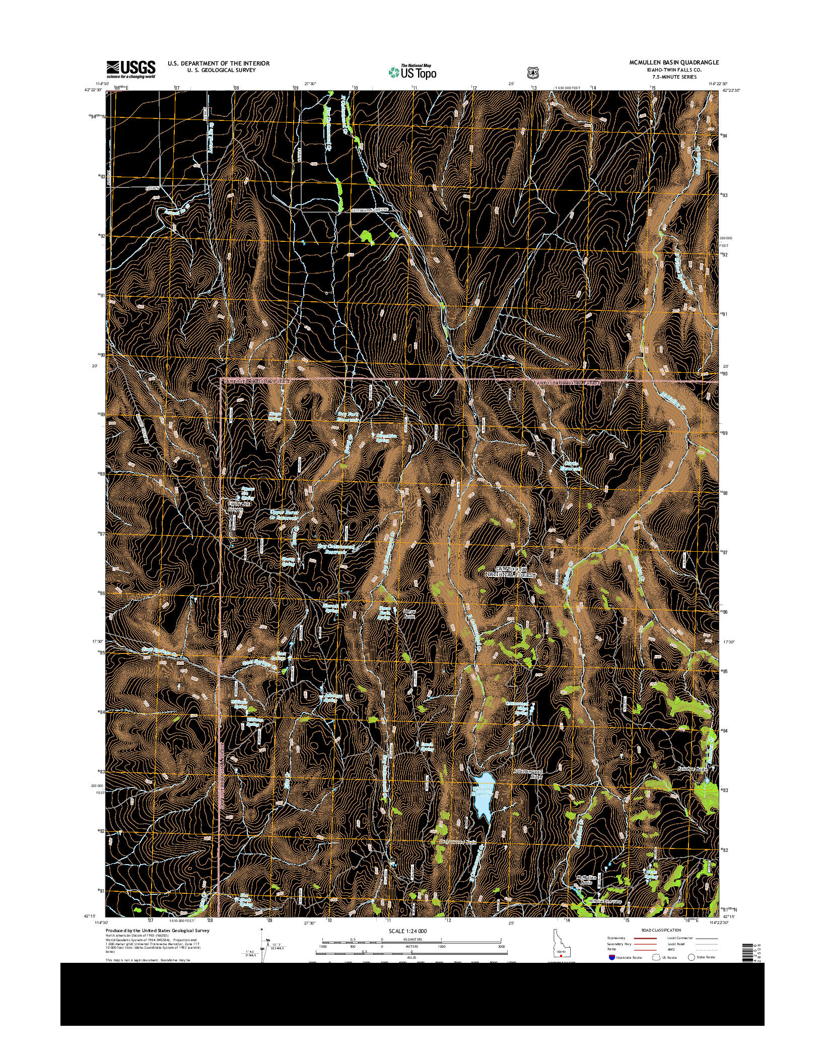 USGS US TOPO 7.5-MINUTE MAP FOR MCMULLEN BASIN, ID 2013