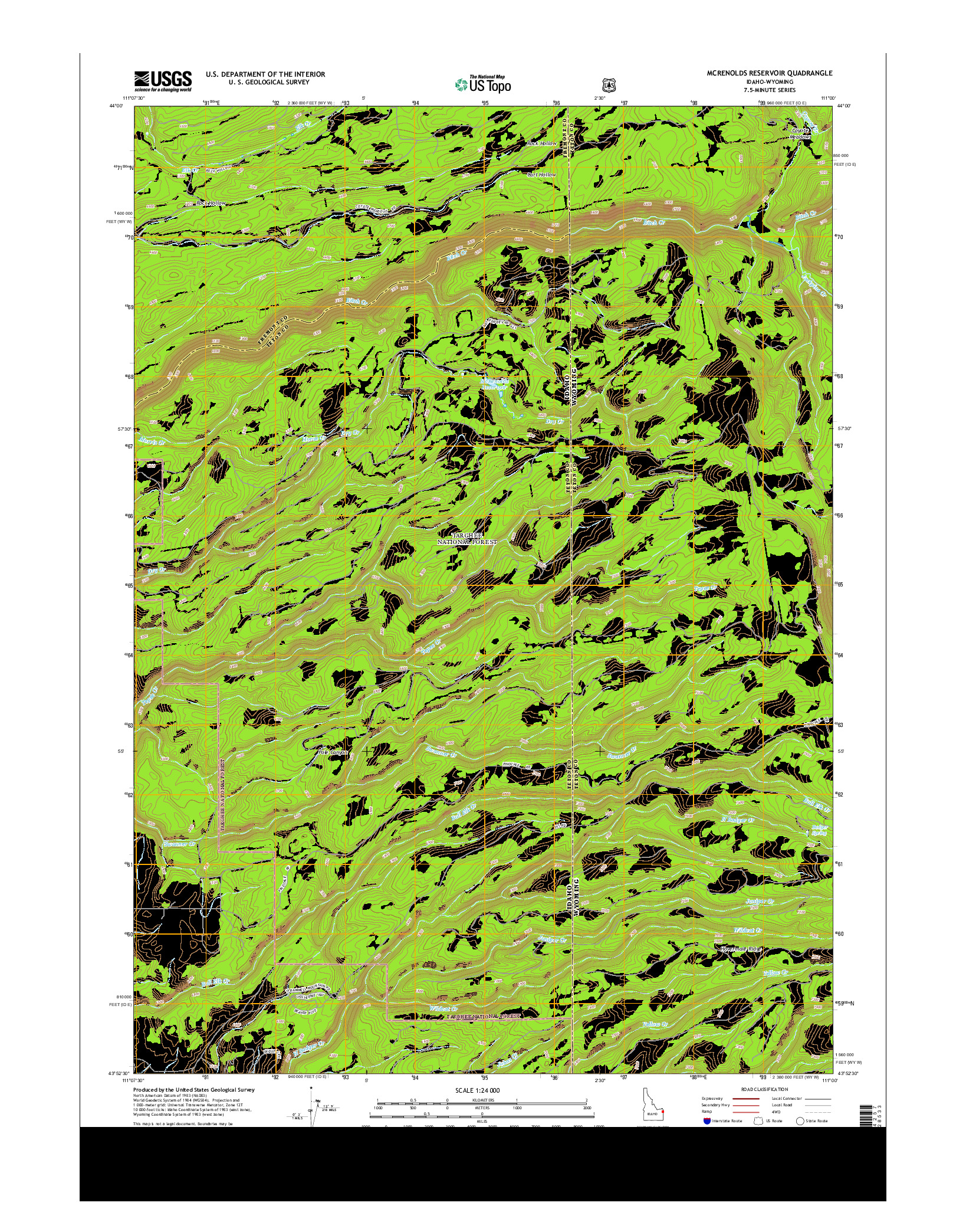USGS US TOPO 7.5-MINUTE MAP FOR MCRENOLDS RESERVOIR, ID-WY 2013