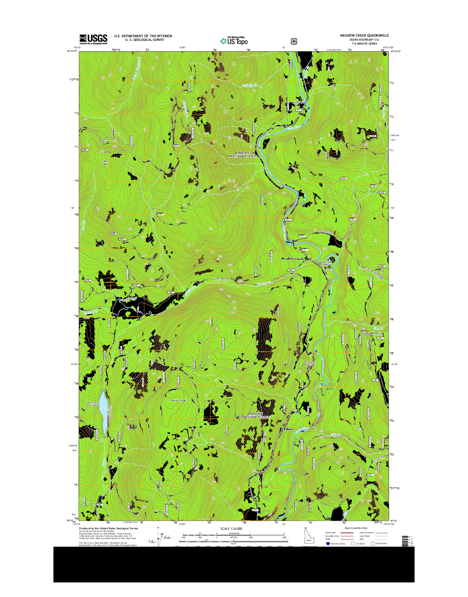 USGS US TOPO 7.5-MINUTE MAP FOR MEADOW CREEK, ID 2013