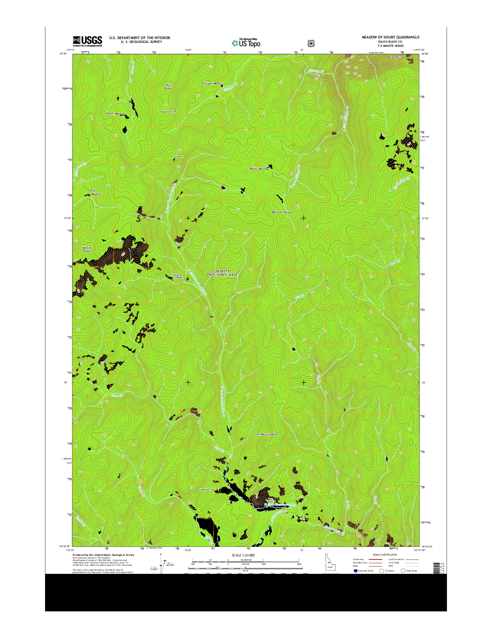USGS US TOPO 7.5-MINUTE MAP FOR MEADOW OF DOUBT, ID 2013