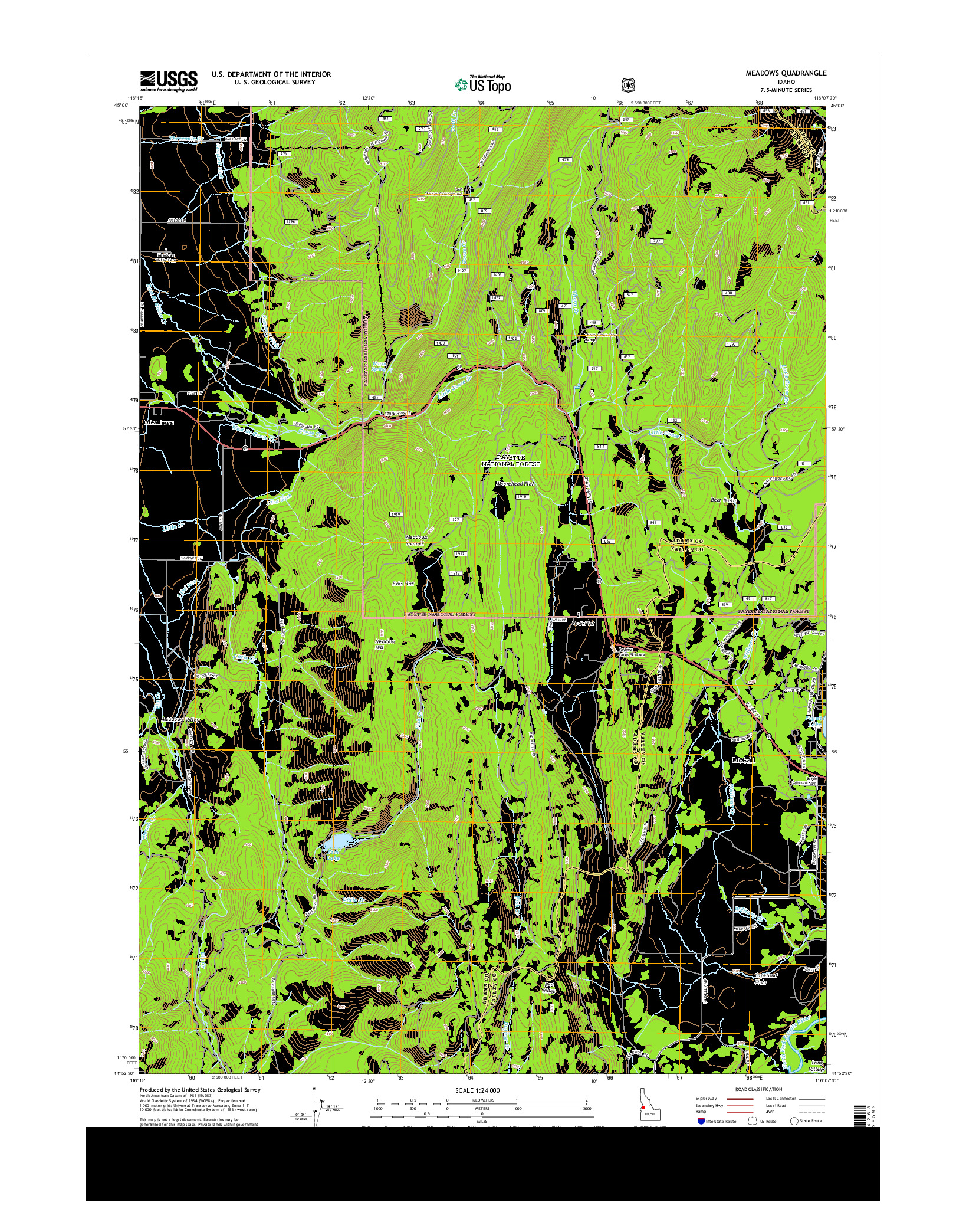 USGS US TOPO 7.5-MINUTE MAP FOR MEADOWS, ID 2013