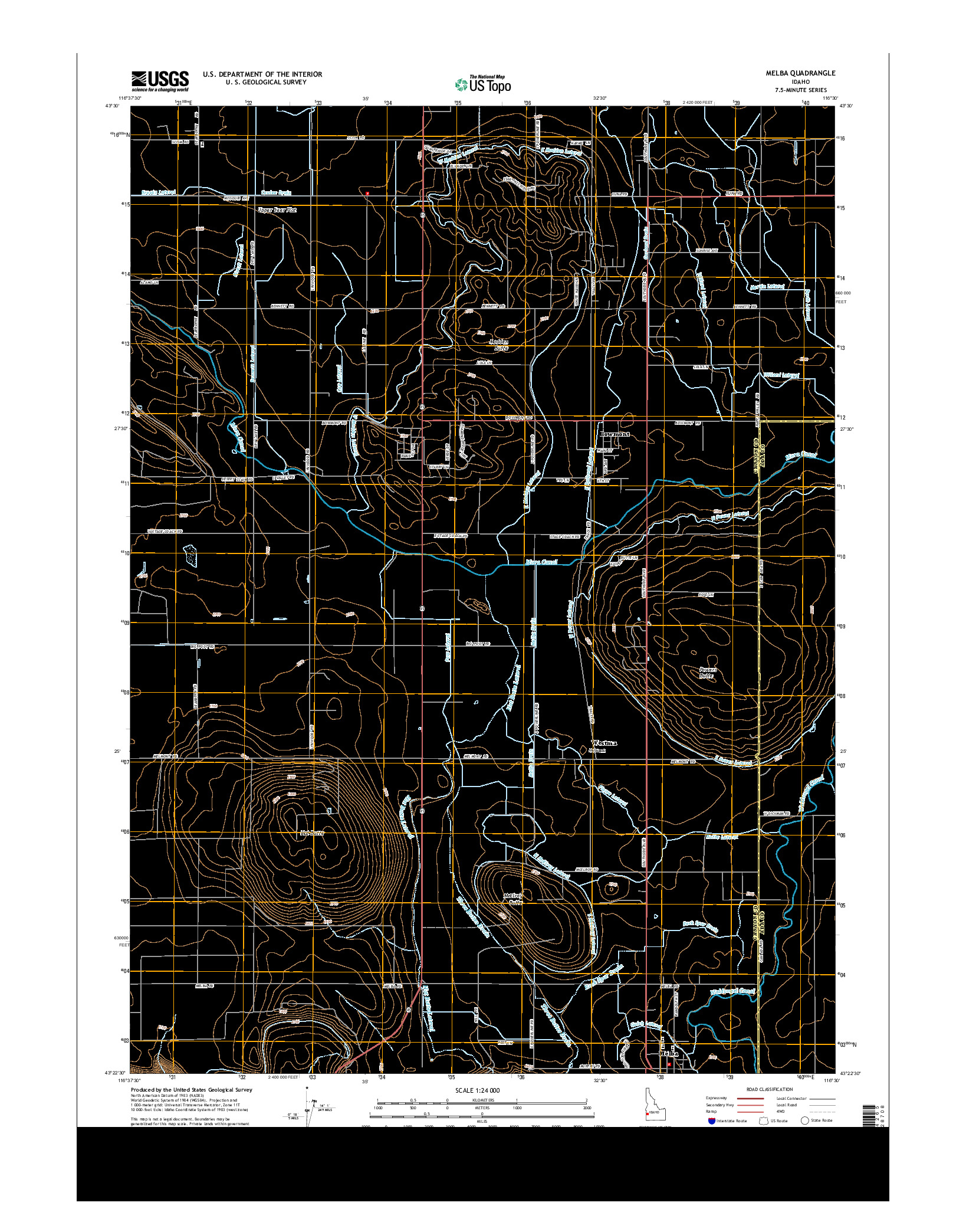 USGS US TOPO 7.5-MINUTE MAP FOR MELBA, ID 2013