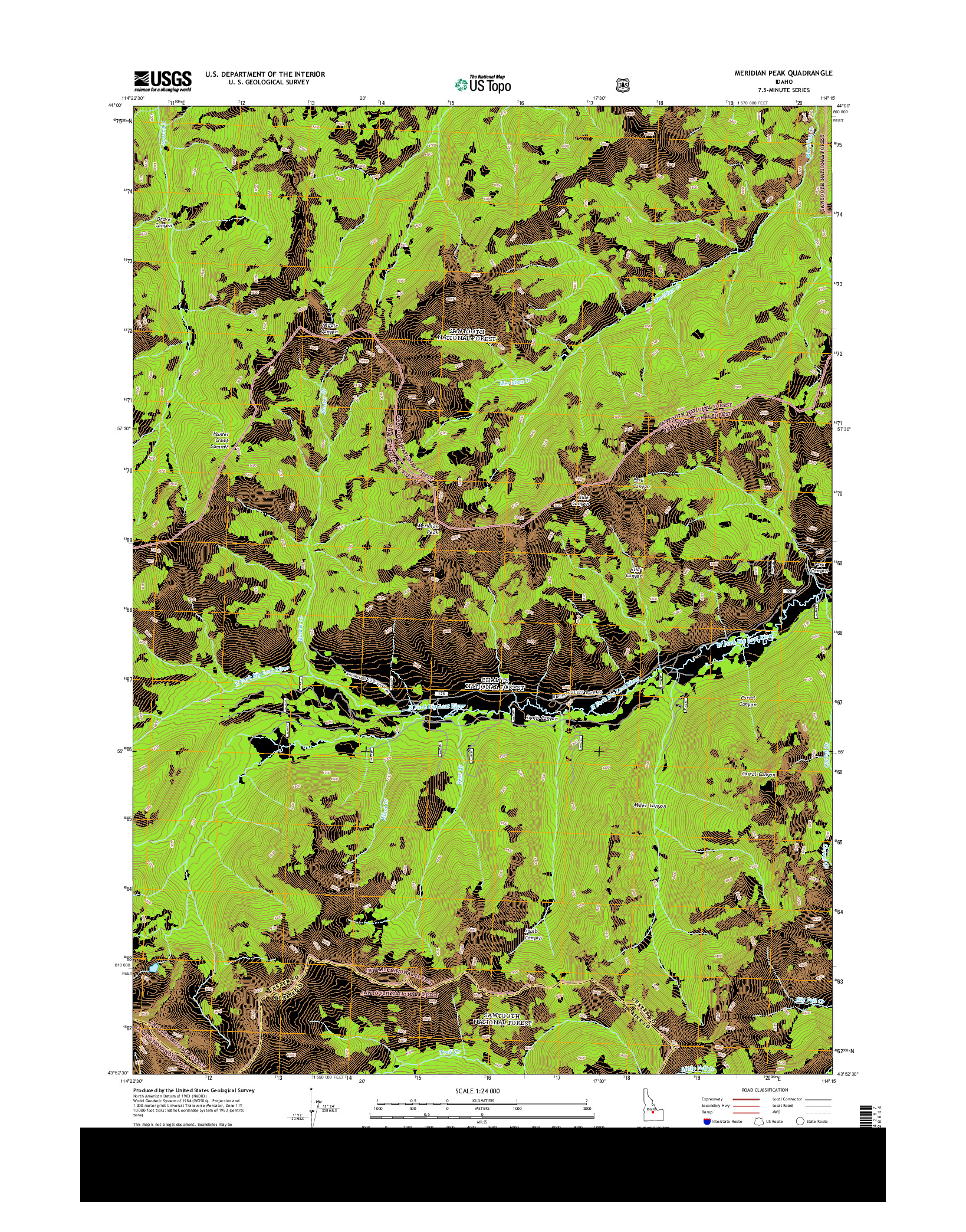 USGS US TOPO 7.5-MINUTE MAP FOR MERIDIAN PEAK, ID 2013