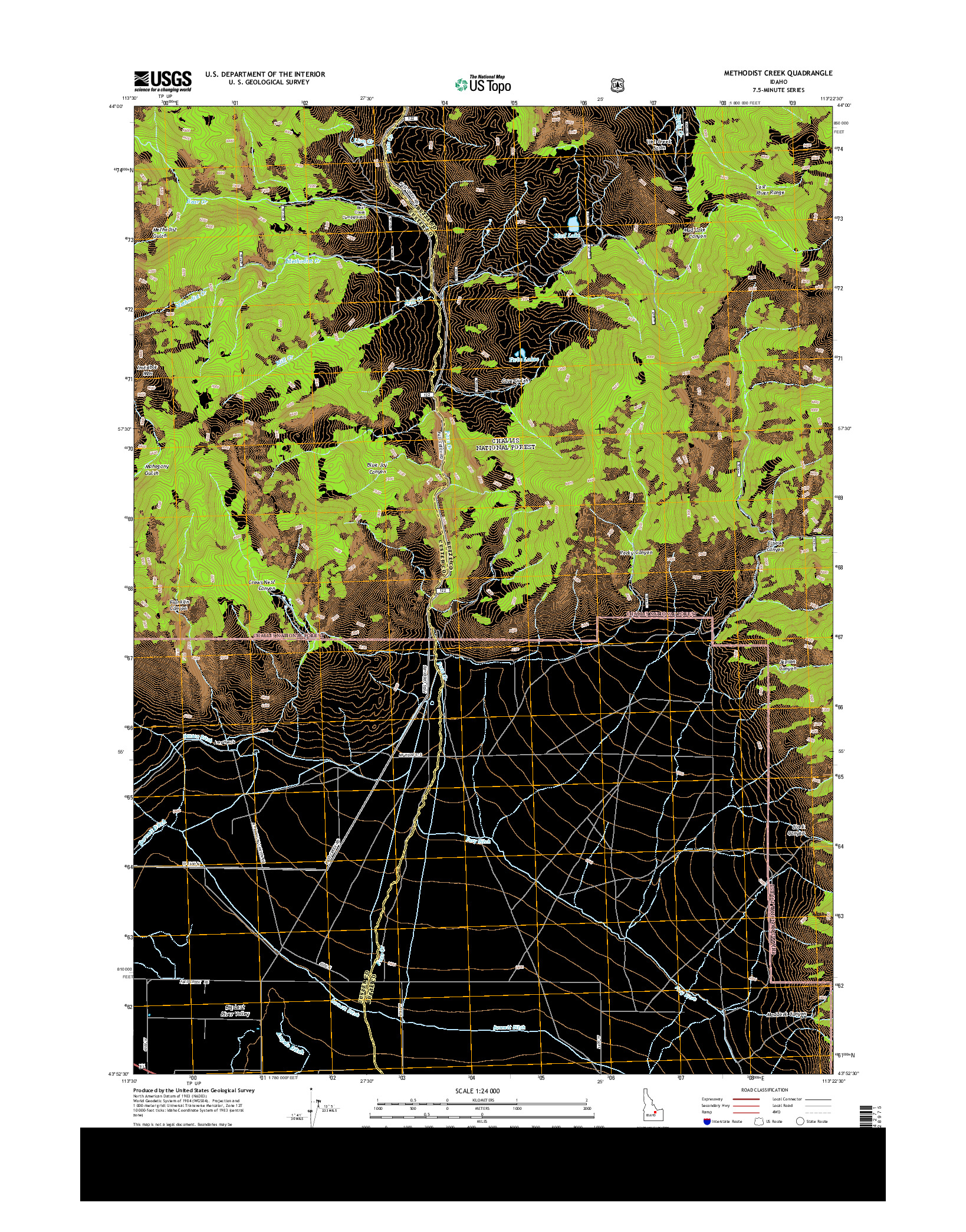 USGS US TOPO 7.5-MINUTE MAP FOR METHODIST CREEK, ID 2013