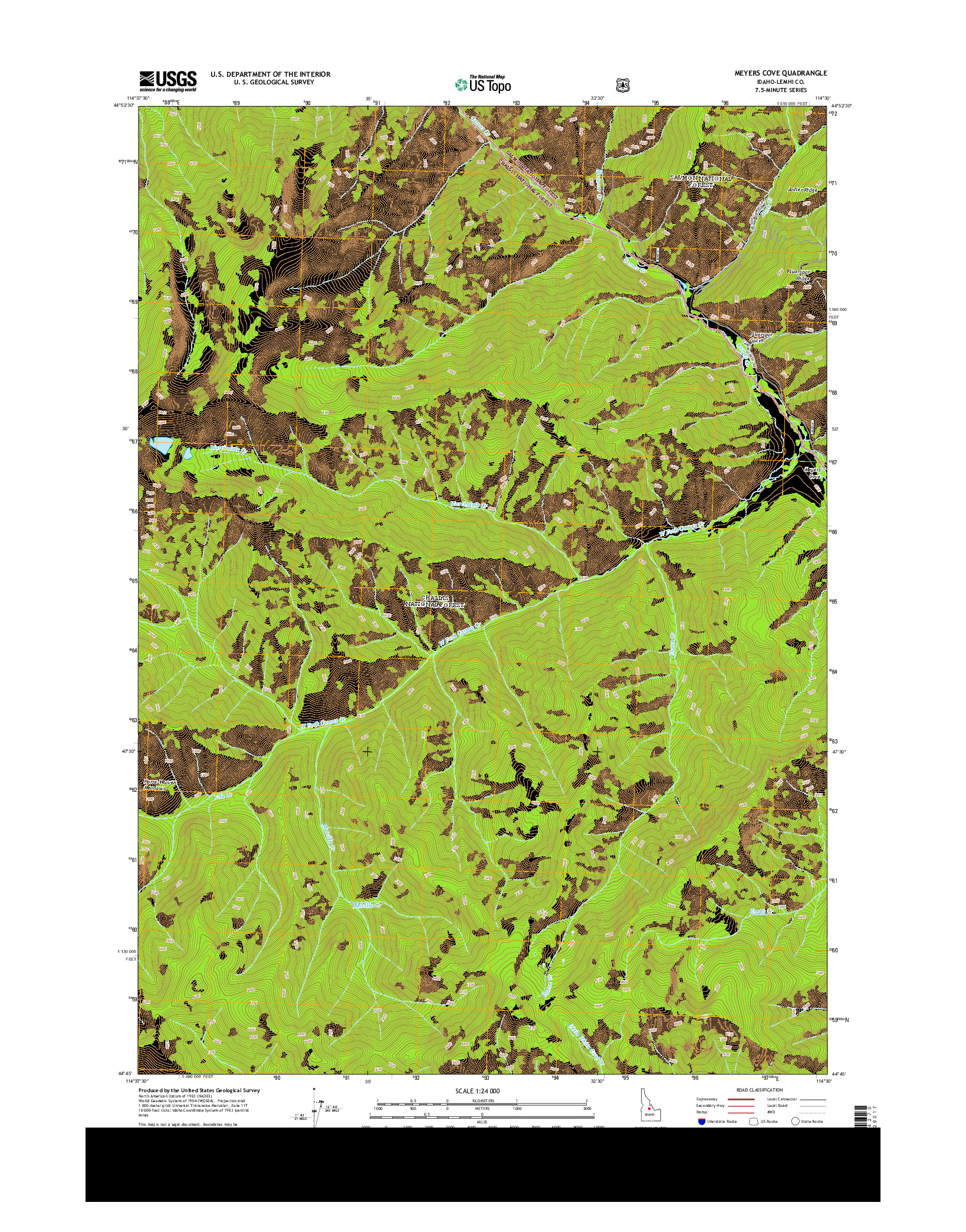 USGS US TOPO 7.5-MINUTE MAP FOR MEYERS COVE, ID 2013