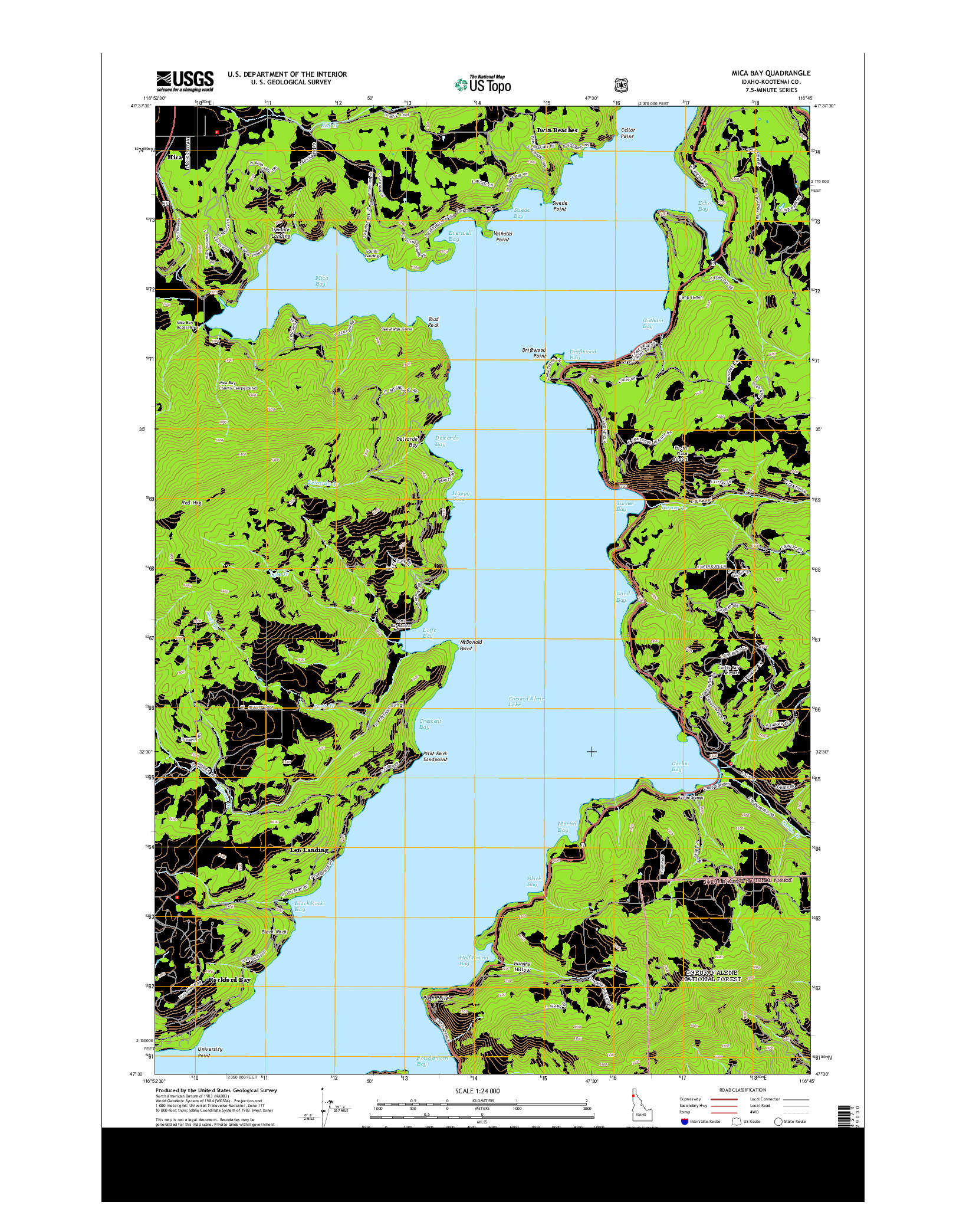 USGS US TOPO 7.5-MINUTE MAP FOR MICA BAY, ID 2013
