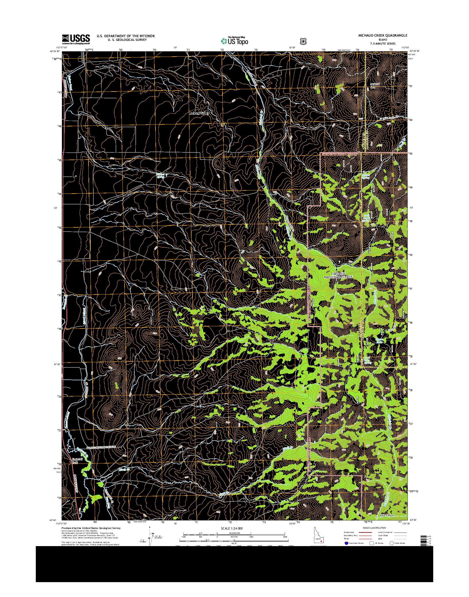 USGS US TOPO 7.5-MINUTE MAP FOR MICHAUD CREEK, ID 2013