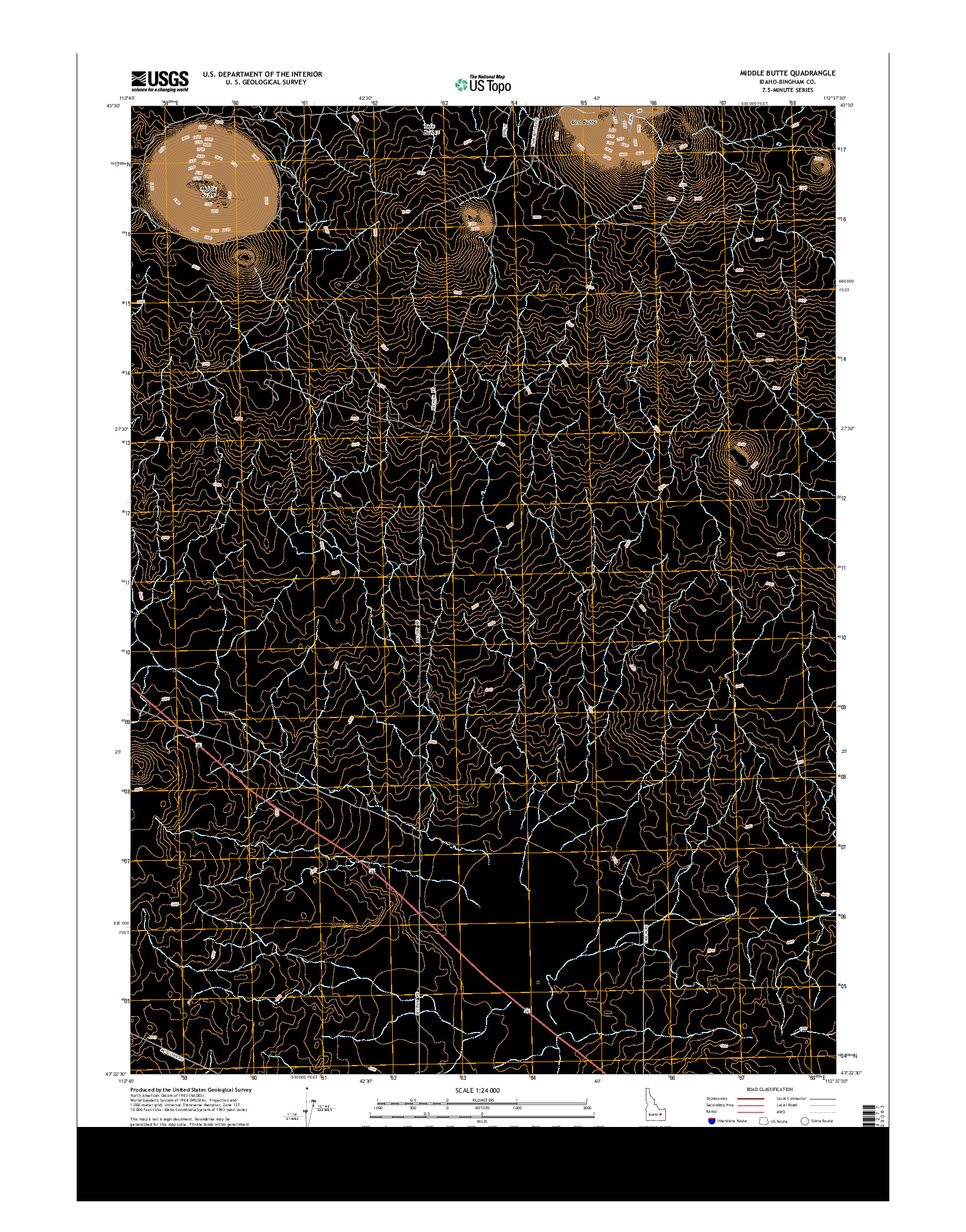 USGS US TOPO 7.5-MINUTE MAP FOR MIDDLE BUTTE, ID 2013