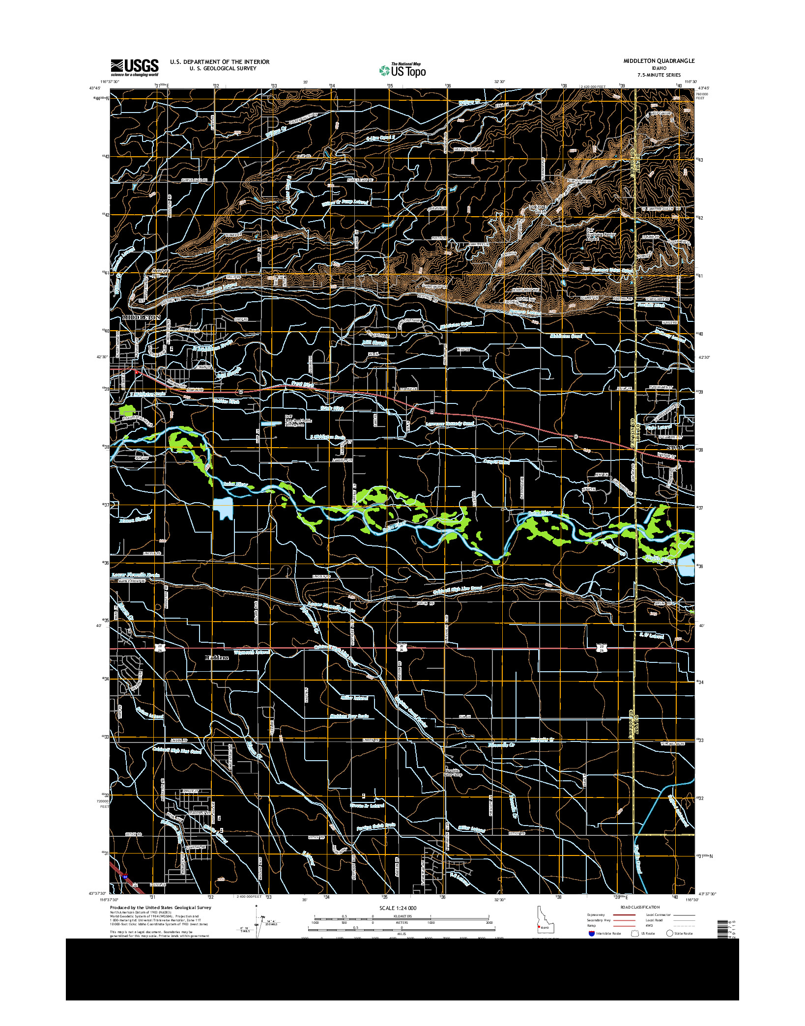 USGS US TOPO 7.5-MINUTE MAP FOR MIDDLETON, ID 2013