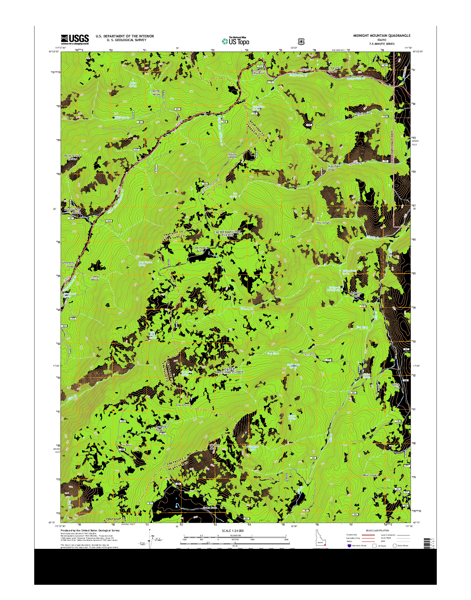 USGS US TOPO 7.5-MINUTE MAP FOR MIDNIGHT MOUNTAIN, ID 2013