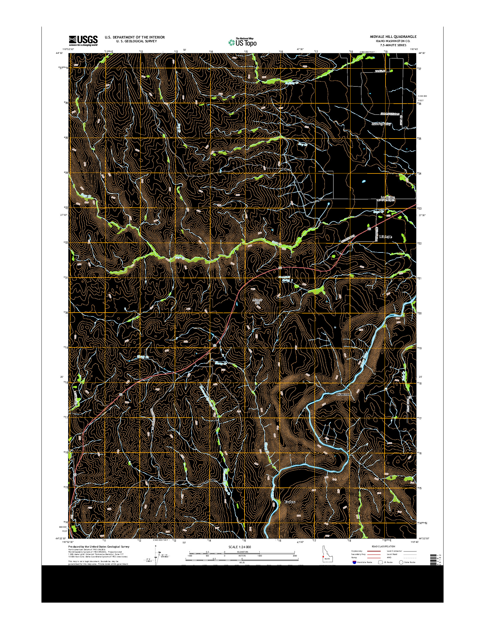 USGS US TOPO 7.5-MINUTE MAP FOR MIDVALE HILL, ID 2013