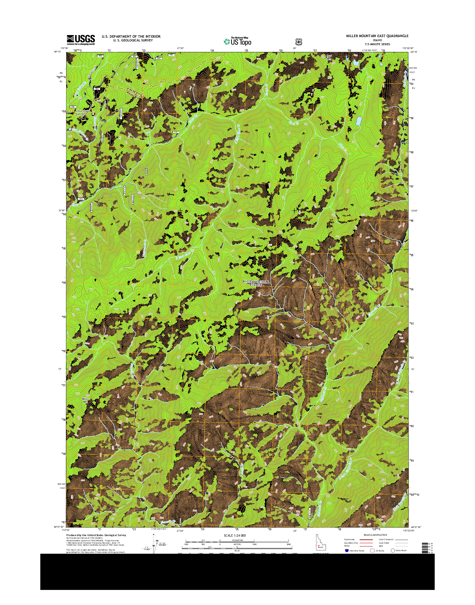 USGS US TOPO 7.5-MINUTE MAP FOR MILLER MOUNTAIN EAST, ID 2013