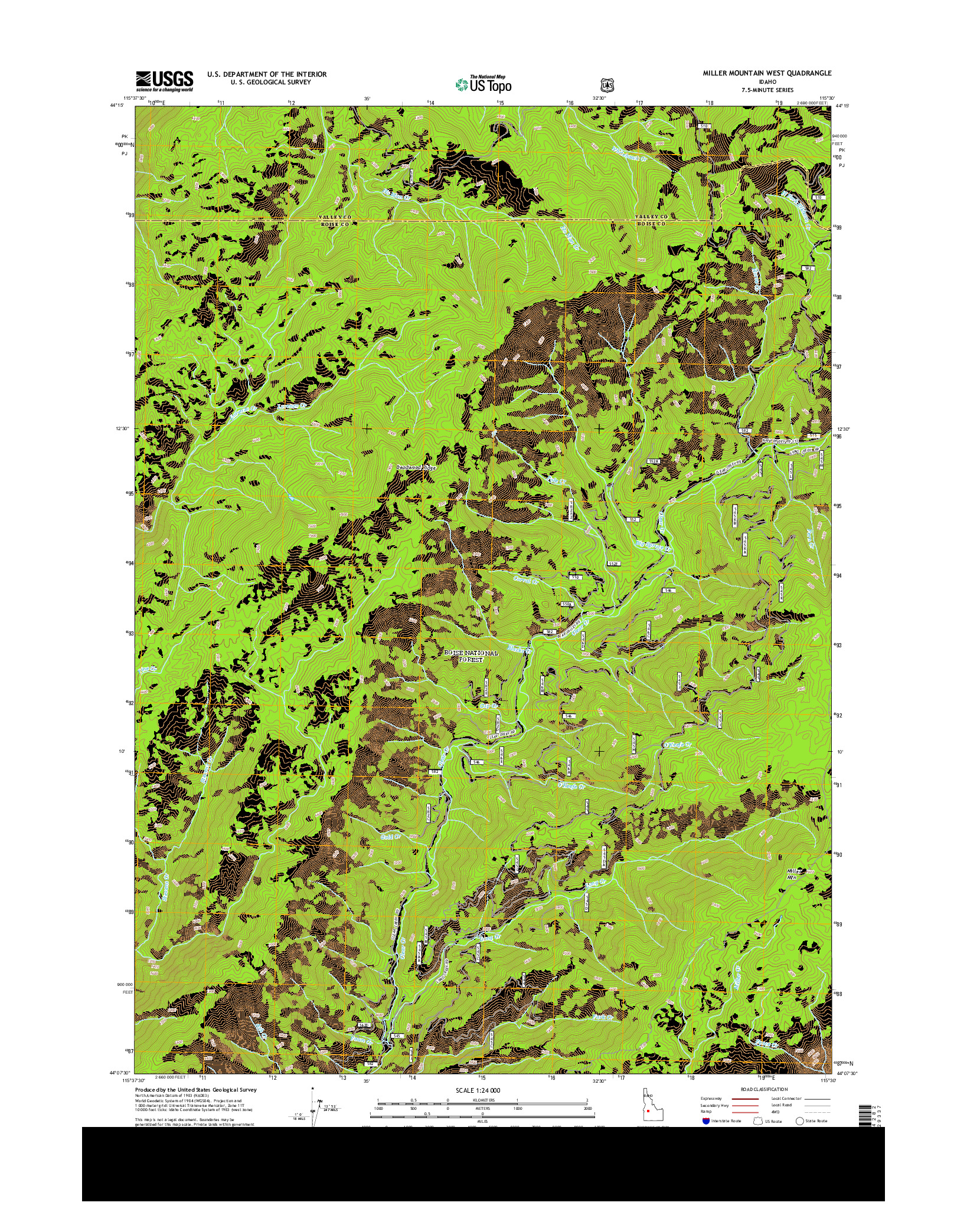 USGS US TOPO 7.5-MINUTE MAP FOR MILLER MOUNTAIN WEST, ID 2013