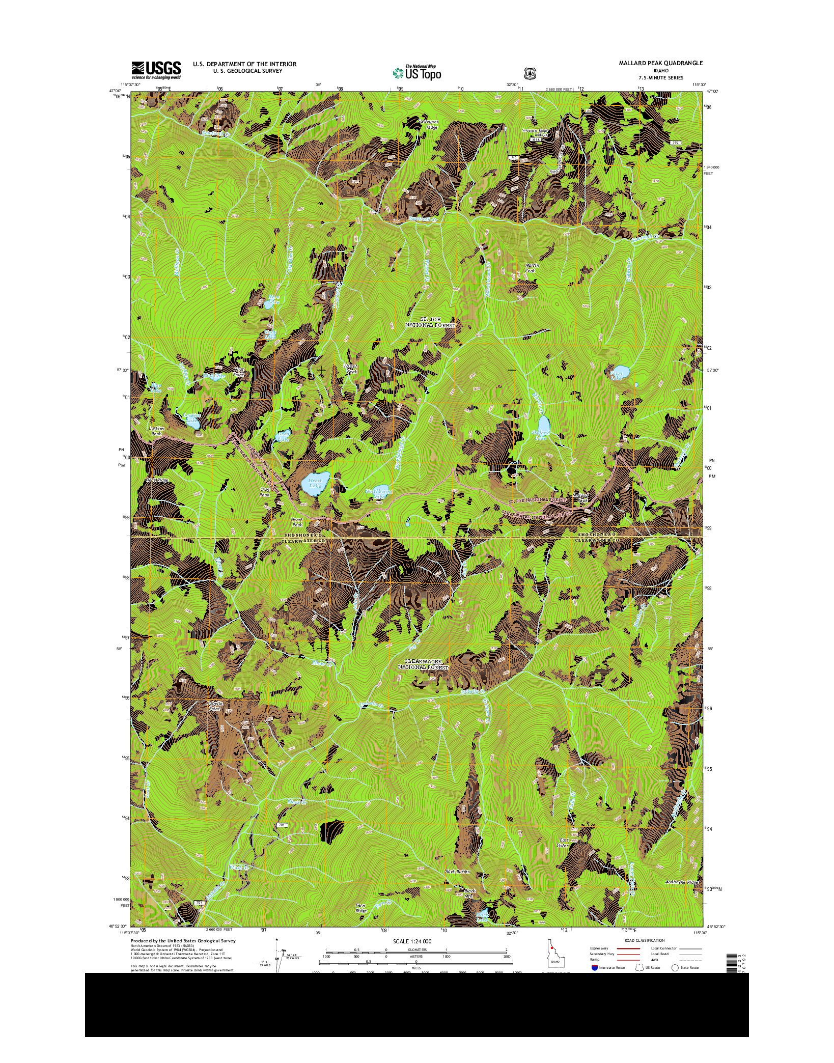 USGS US TOPO 7.5-MINUTE MAP FOR MALLARD PEAK, ID 2013