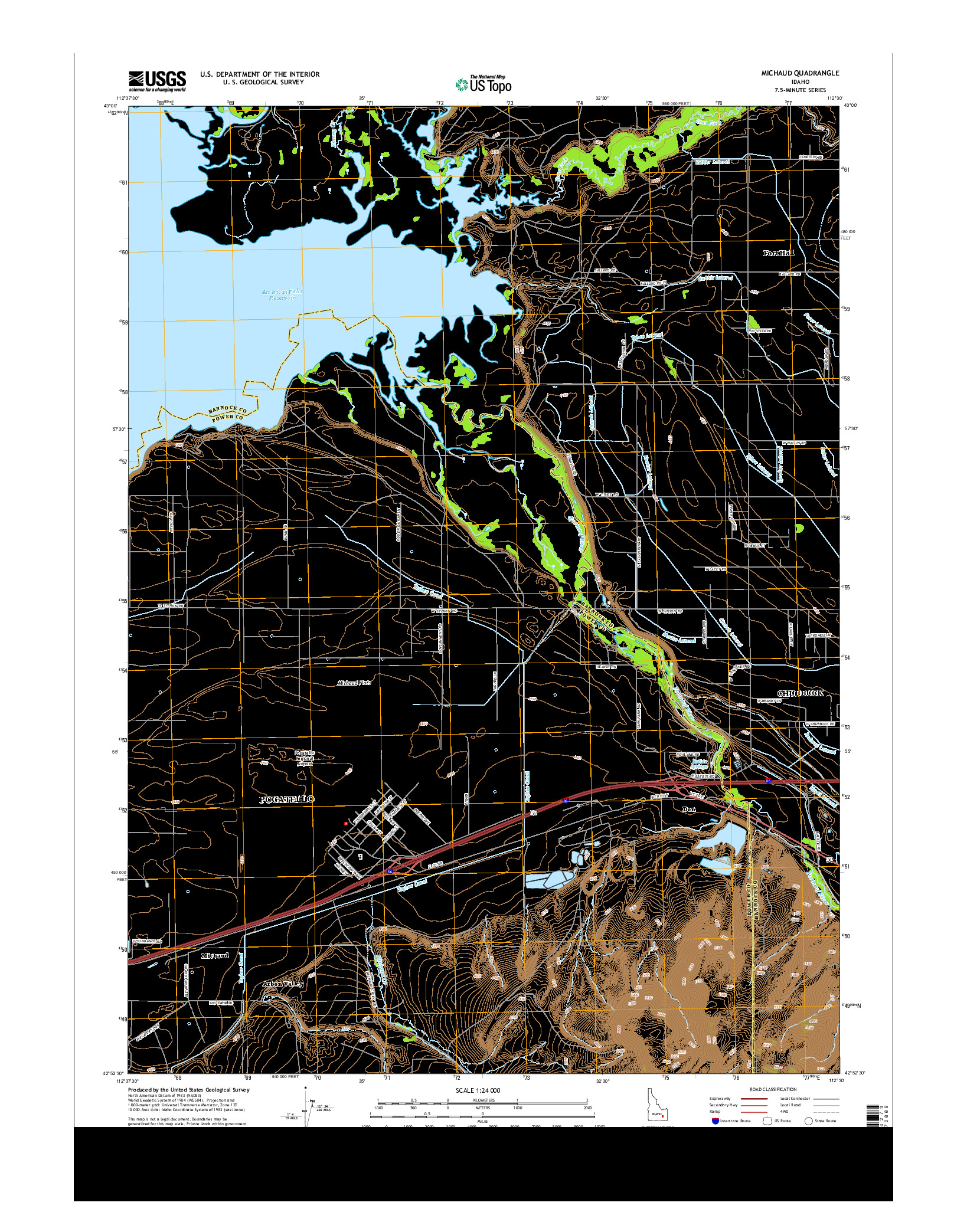 USGS US TOPO 7.5-MINUTE MAP FOR MICHAUD, ID 2013
