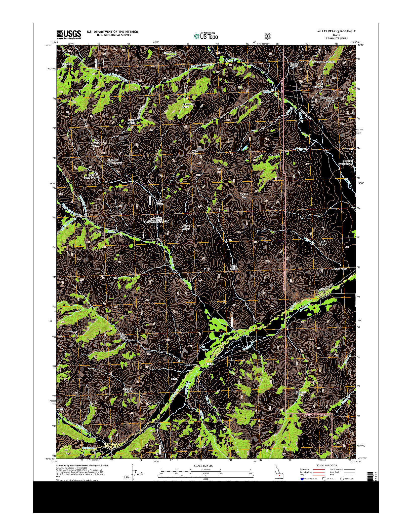 USGS US TOPO 7.5-MINUTE MAP FOR MILLER PEAK, ID 2013