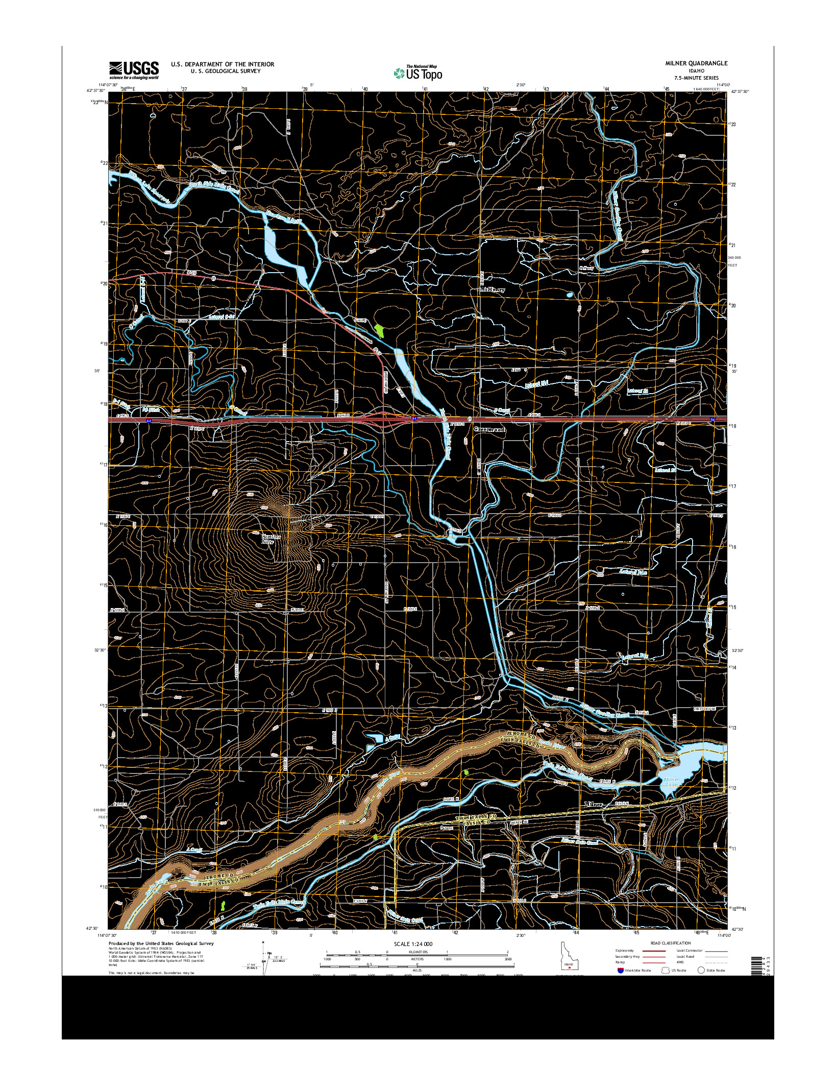 USGS US TOPO 7.5-MINUTE MAP FOR MILNER, ID 2013