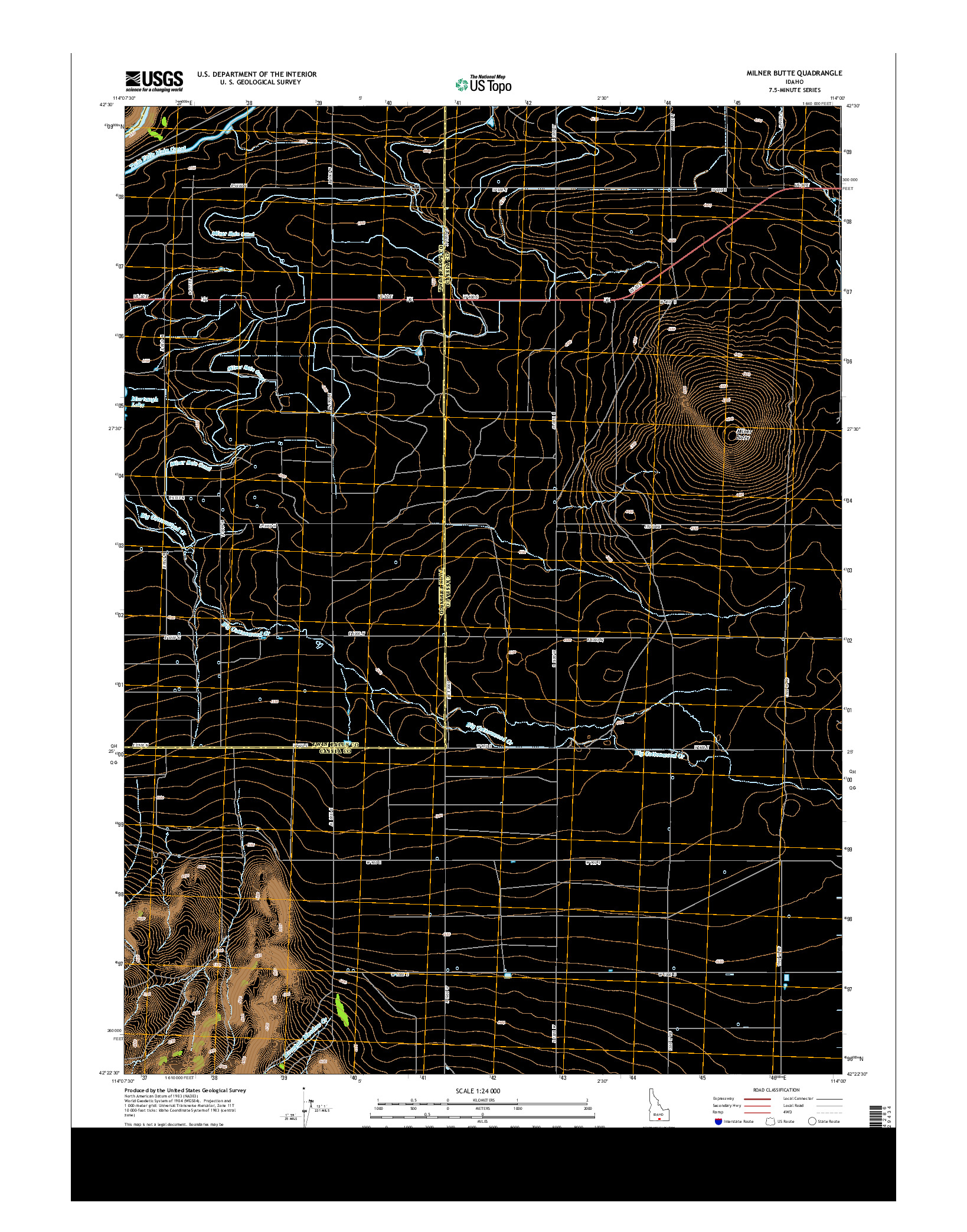 USGS US TOPO 7.5-MINUTE MAP FOR MILNER BUTTE, ID 2013