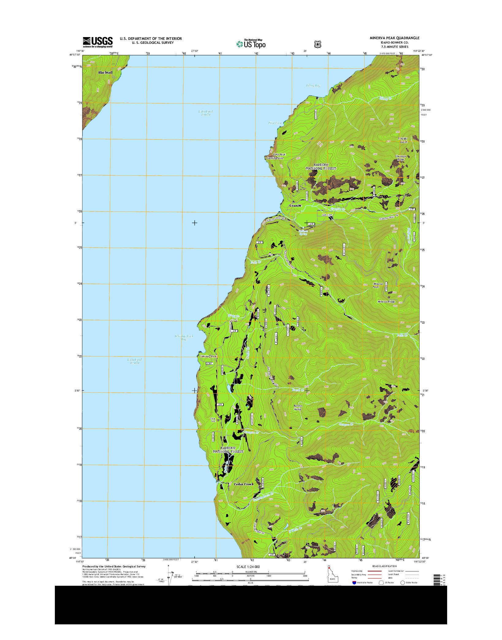 USGS US TOPO 7.5-MINUTE MAP FOR MINERVA PEAK, ID 2013