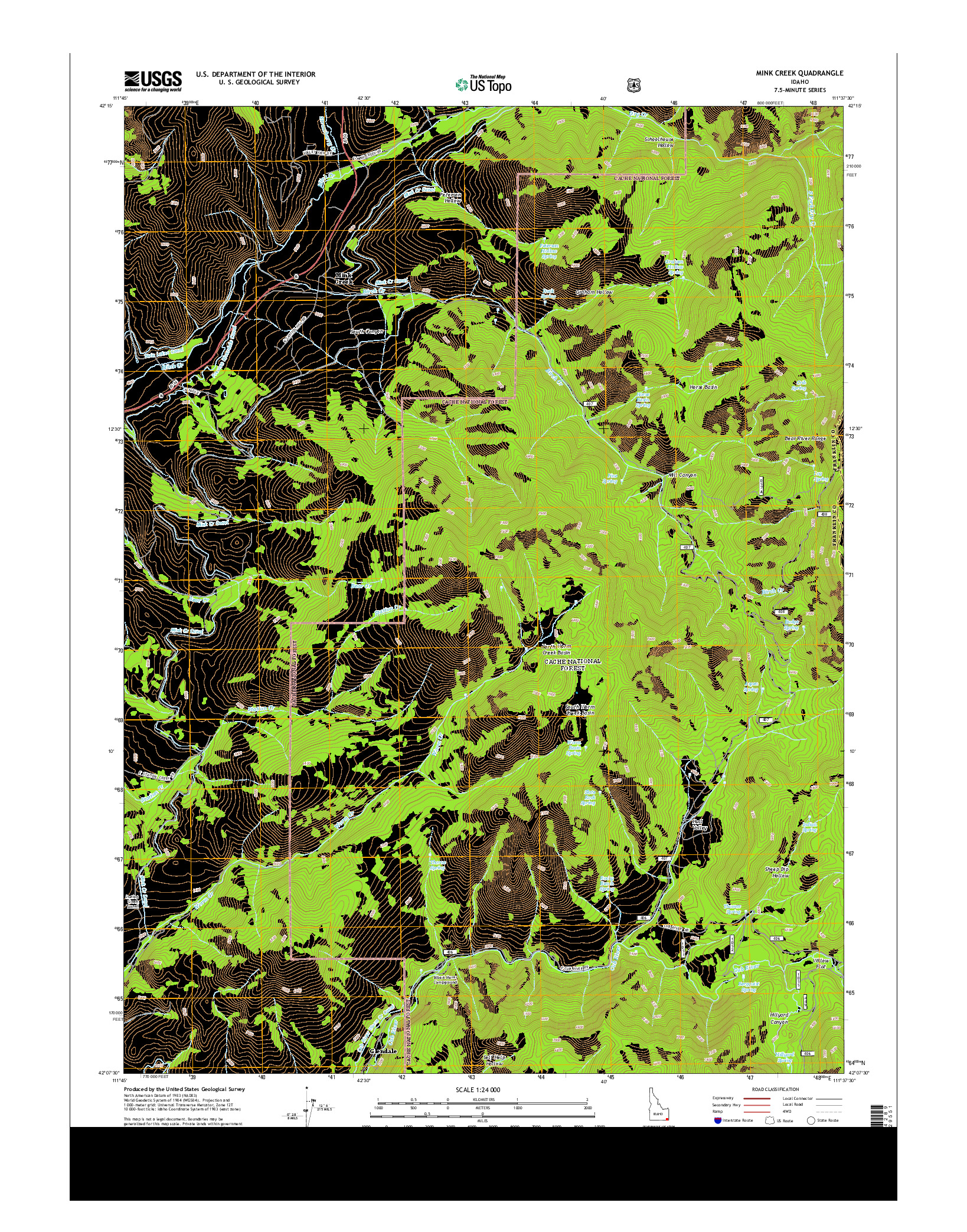 USGS US TOPO 7.5-MINUTE MAP FOR MINK CREEK, ID 2013