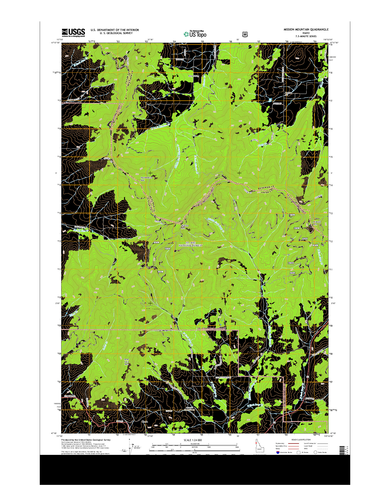 USGS US TOPO 7.5-MINUTE MAP FOR MISSION MOUNTAIN, ID 2013