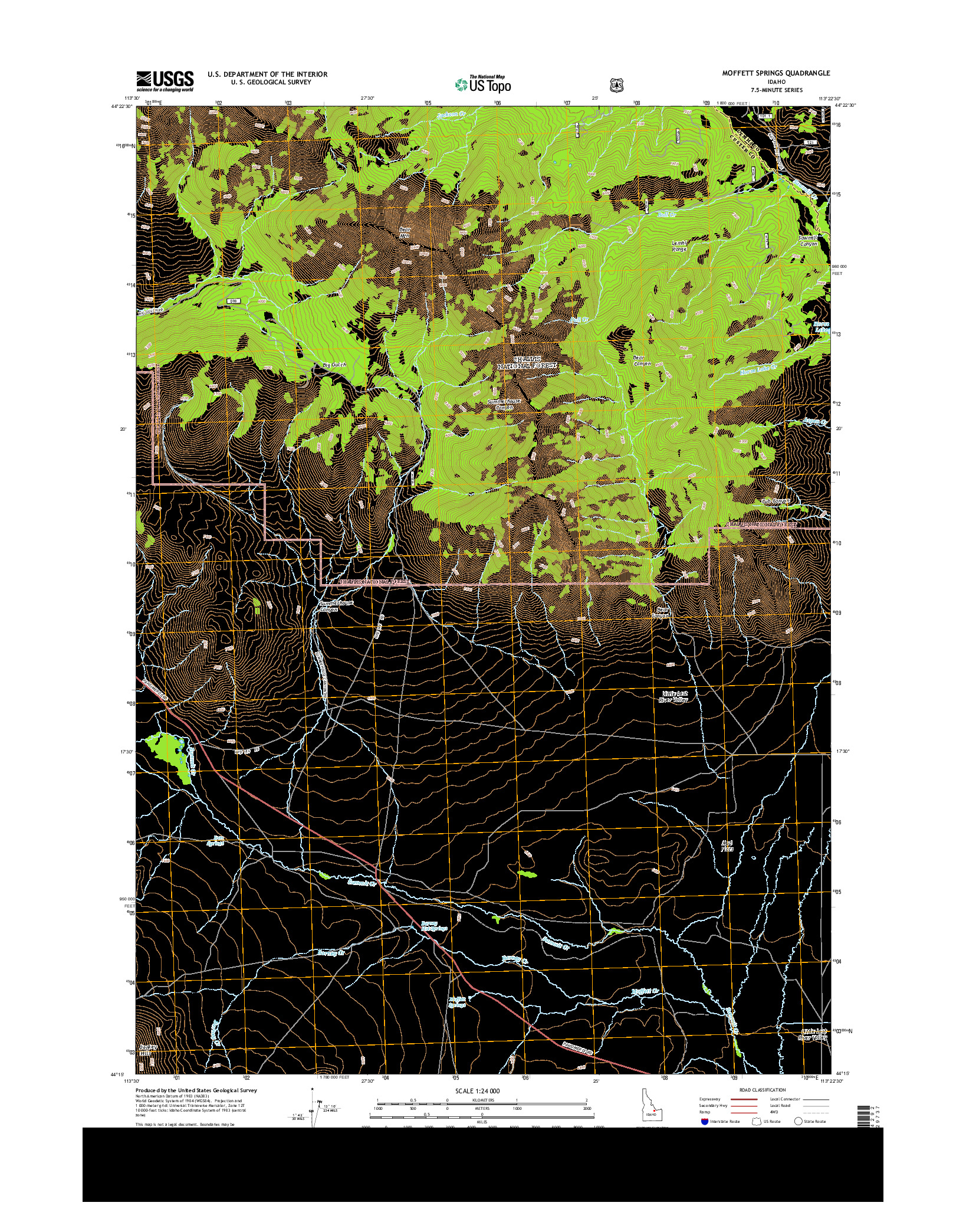 USGS US TOPO 7.5-MINUTE MAP FOR MOFFETT SPRINGS, ID 2013