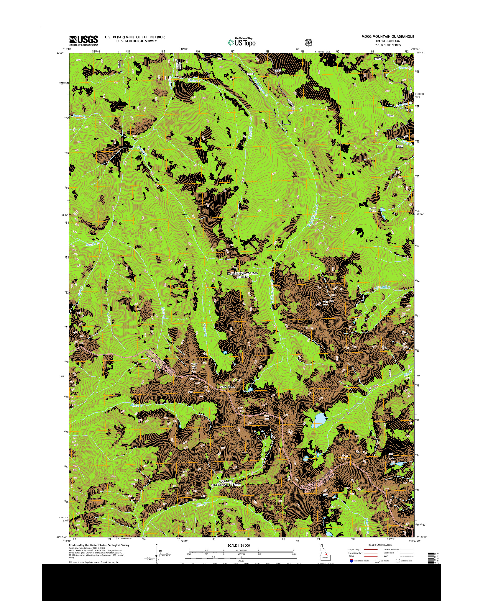 USGS US TOPO 7.5-MINUTE MAP FOR MOGG MOUNTAIN, ID 2013