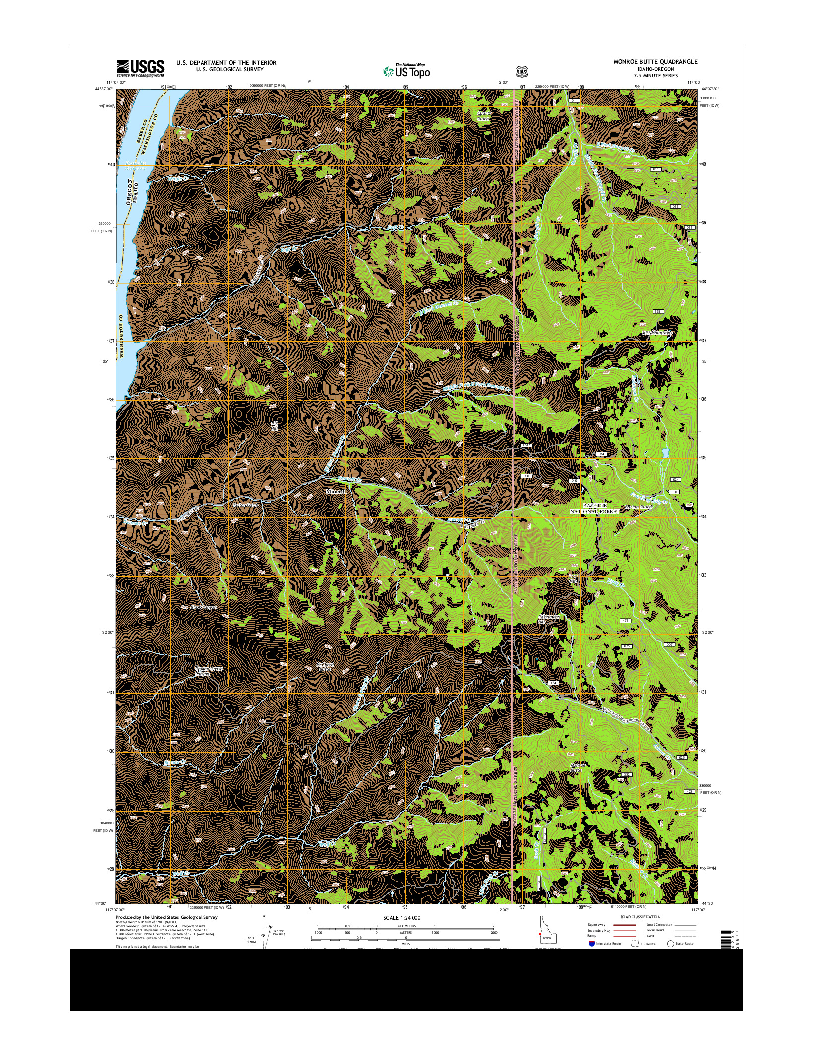USGS US TOPO 7.5-MINUTE MAP FOR MONROE BUTTE, ID-OR 2013