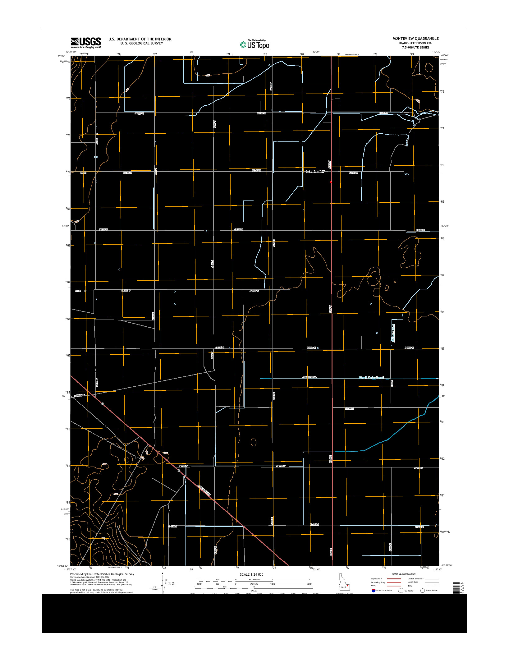 USGS US TOPO 7.5-MINUTE MAP FOR MONTEVIEW, ID 2013