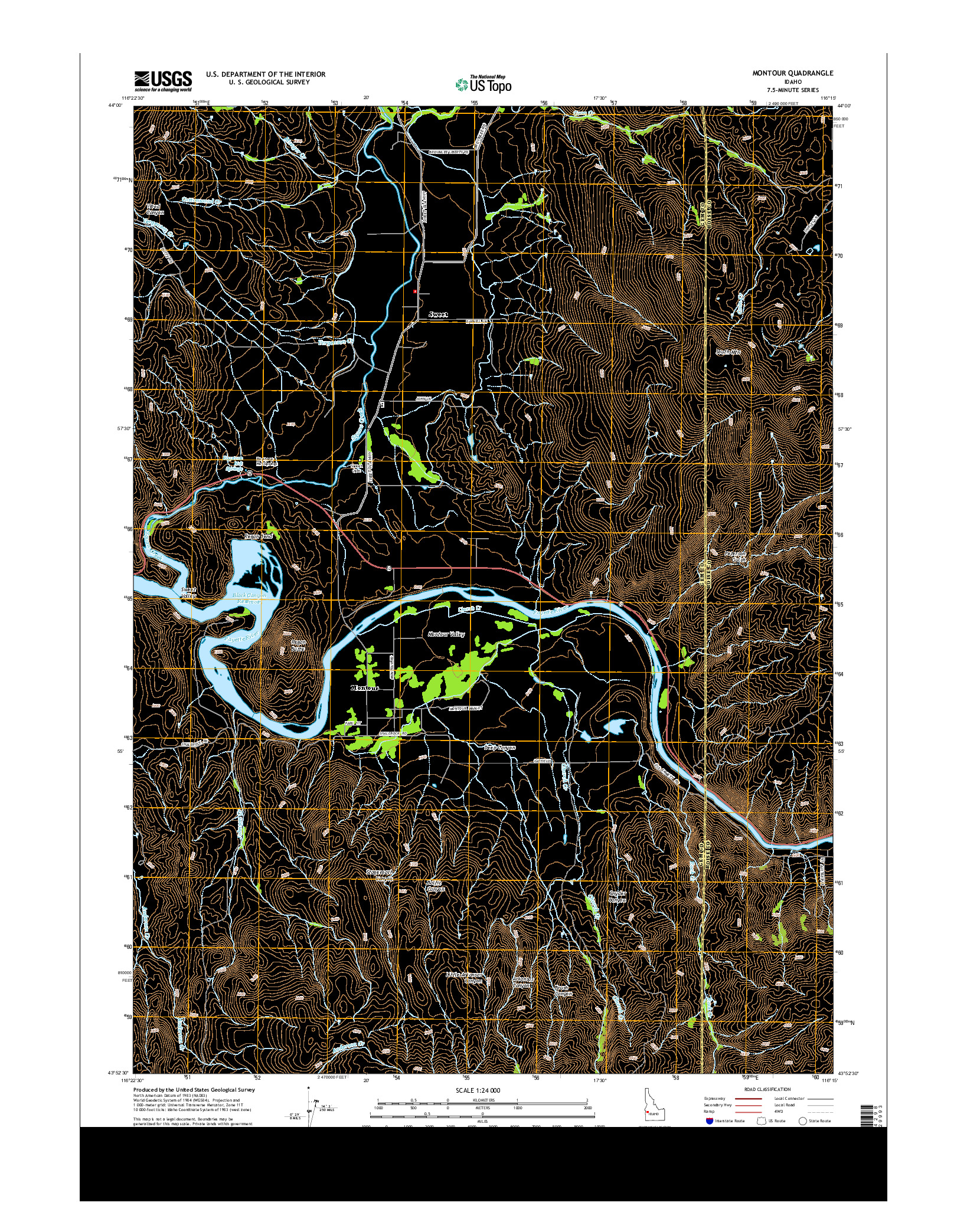 USGS US TOPO 7.5-MINUTE MAP FOR MONTOUR, ID 2013