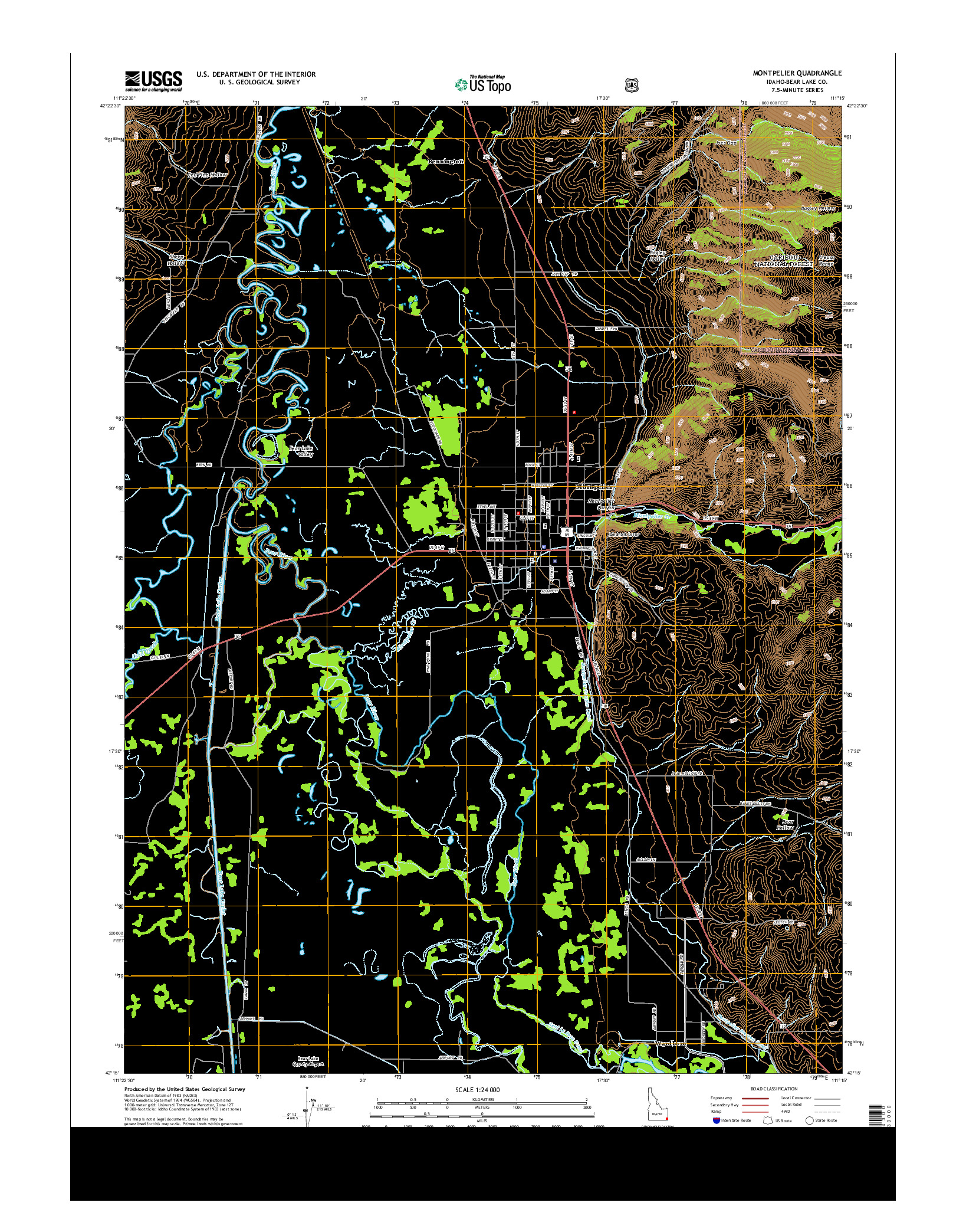 USGS US TOPO 7.5-MINUTE MAP FOR MONTPELIER, ID 2013