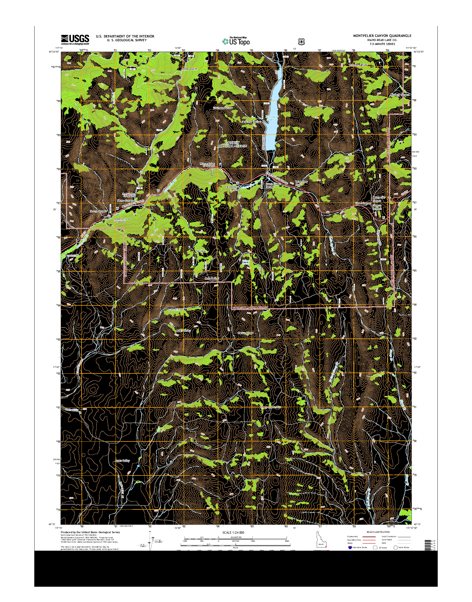 USGS US TOPO 7.5-MINUTE MAP FOR MONTPELIER CANYON, ID 2013